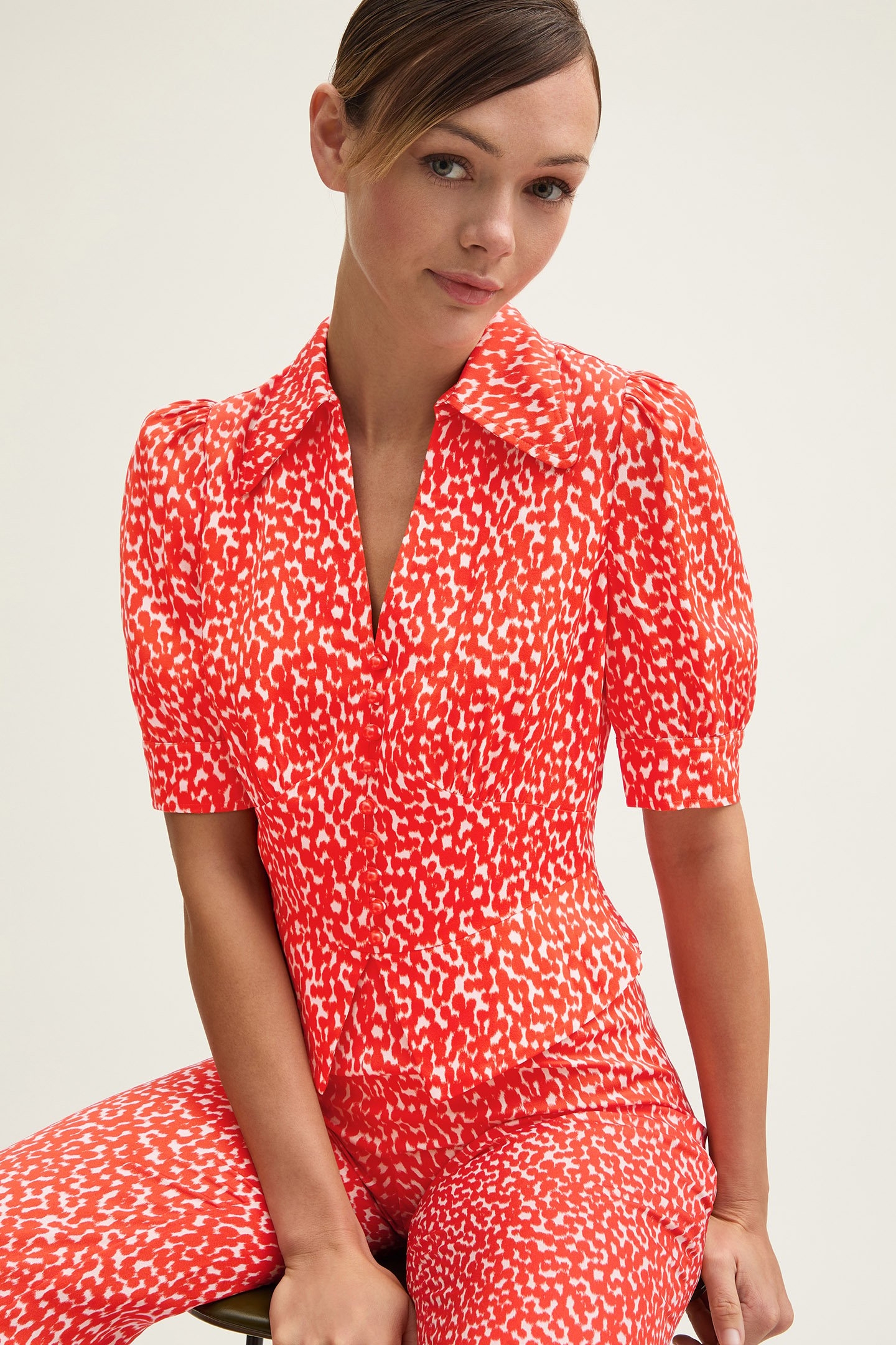 TW SOPHIE IKAT BLOUSE RED 1