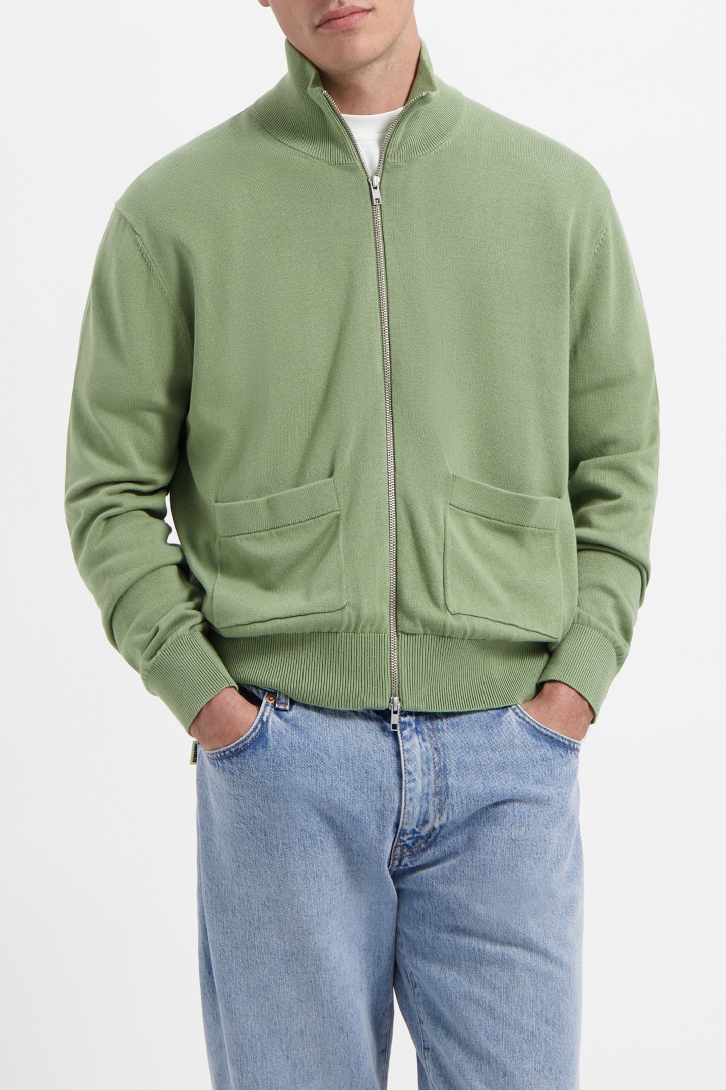 WAL – BLAKE ZIP CARDIGAN LIGHT GREEN 1