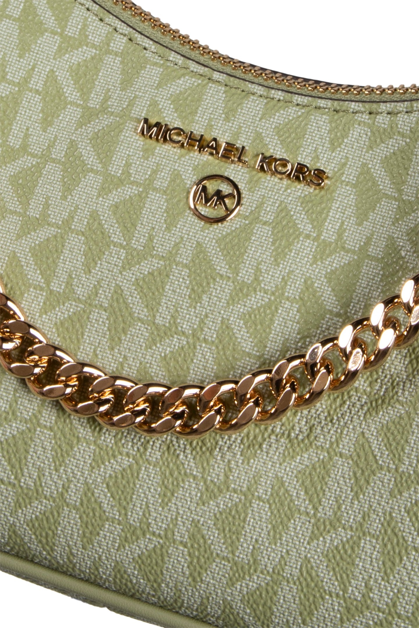 SMALL LEATHER CHAIN POUCHETTE SHOULDER BAG IN SAGE 5