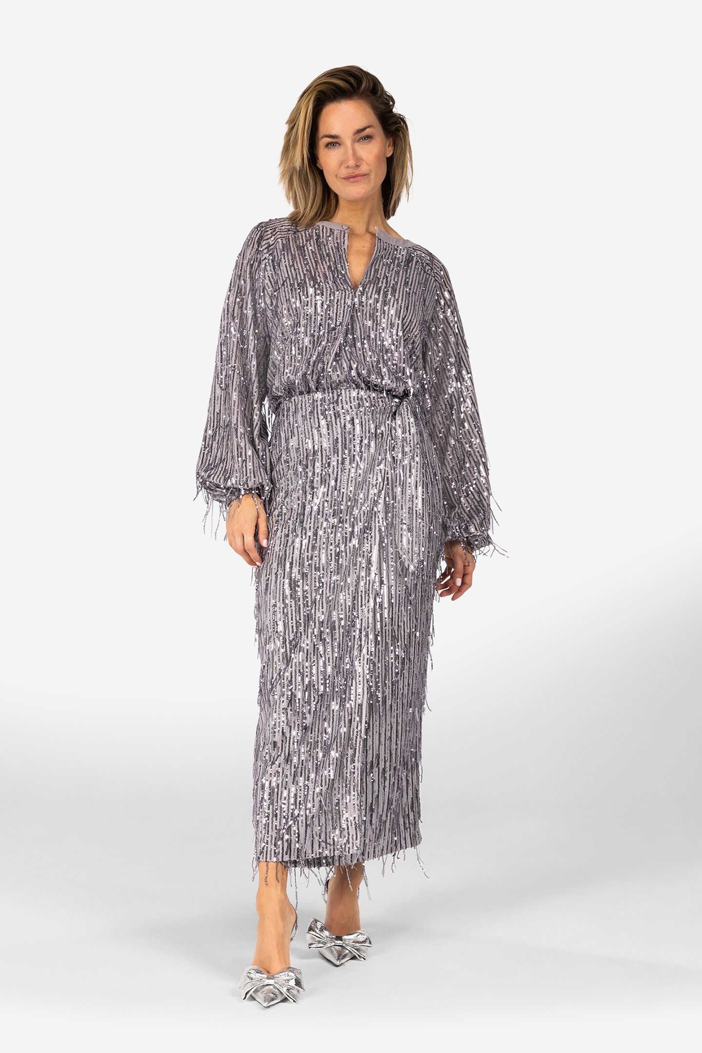 FOLETTE - PARTY TOPS GREY FRINGED 1