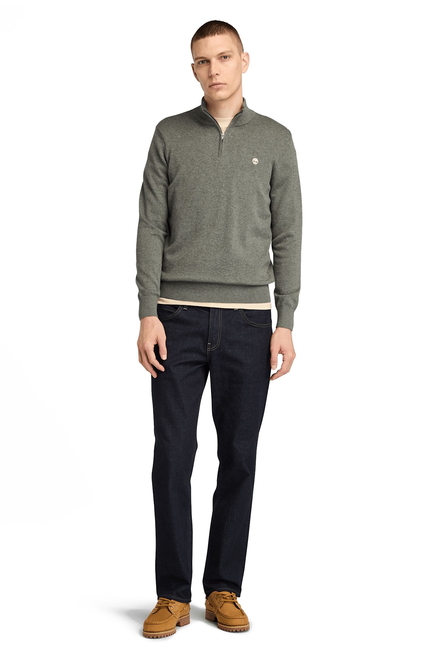 WILLIAMS RIVER COTTON 1/4 ZIP SWEATER DARK GREY HEATHER 3