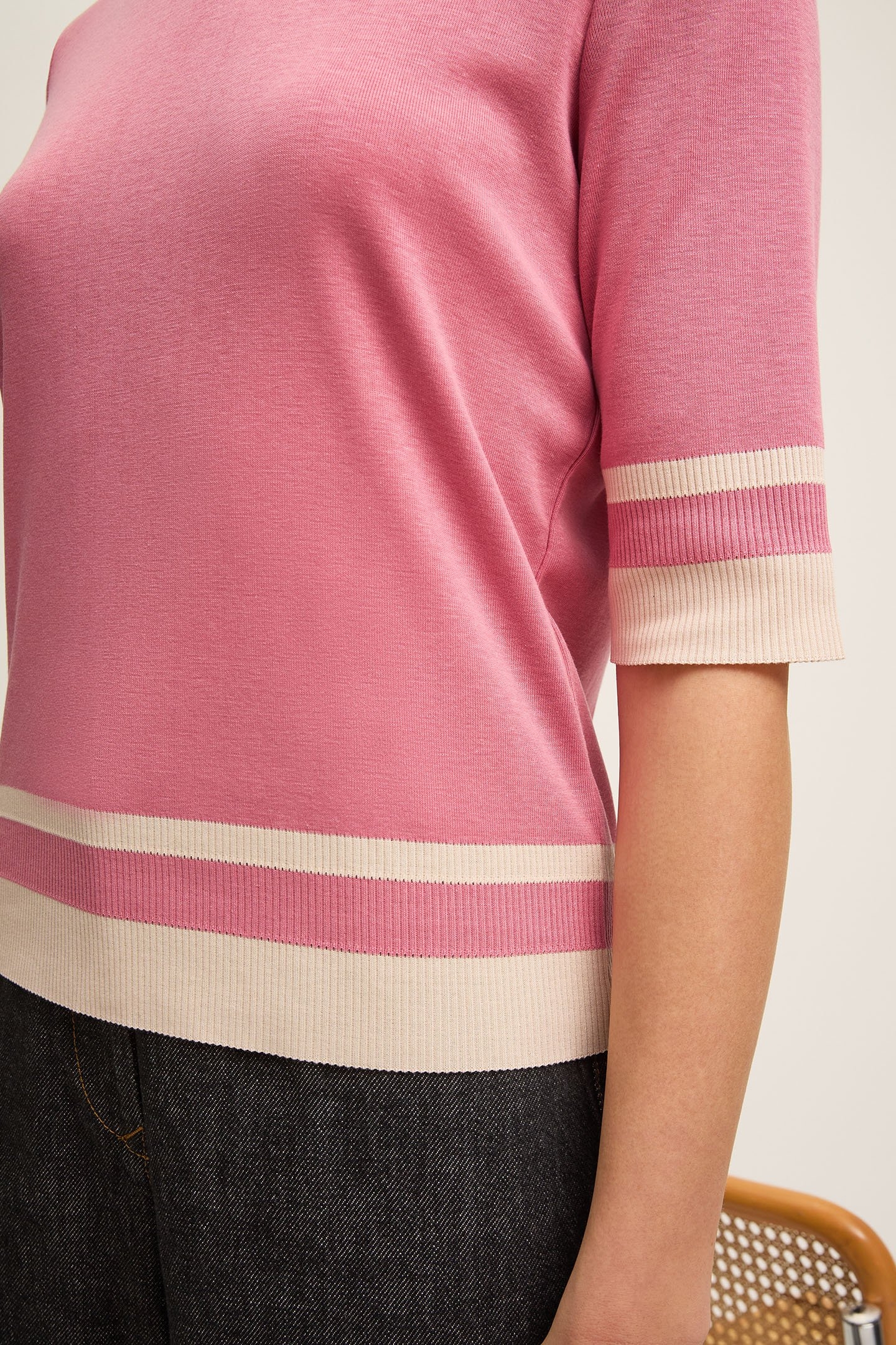 TJ MICHA STRIPE TOP PINK 5