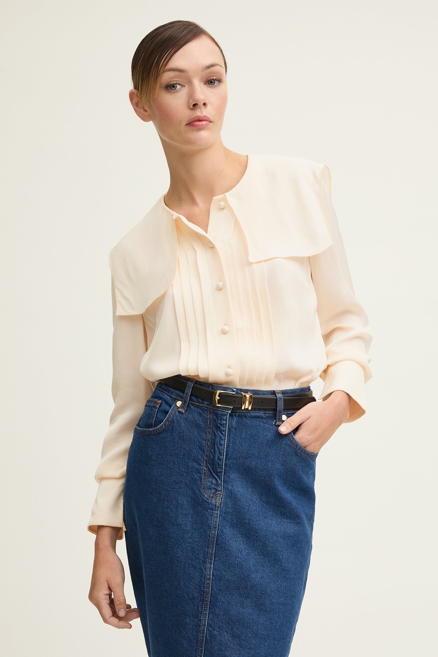 TW OLIVE SAILOR BLOUSE IVORY 1