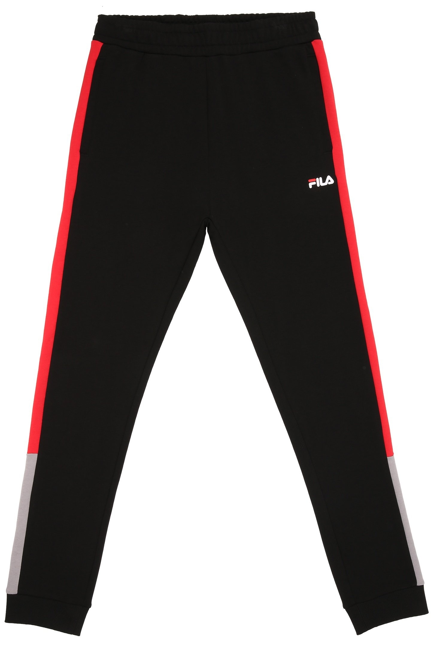 SAUSALITO SWEAT PANTS WITH BLOCK STRIPES BLACK-TRUE RED-GULL 1