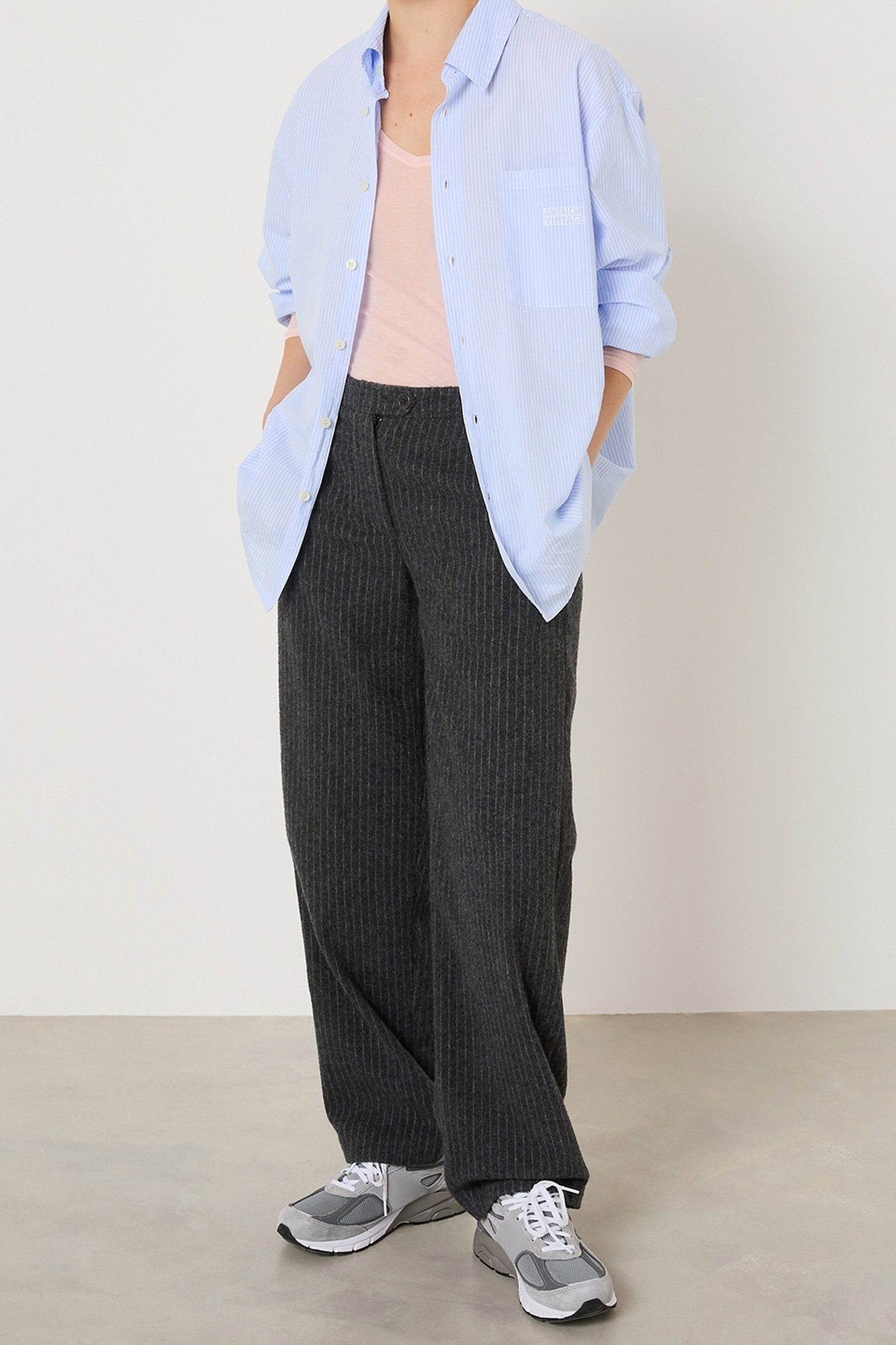 WOOL PANTS GREY AND BLUE STRIPES 3