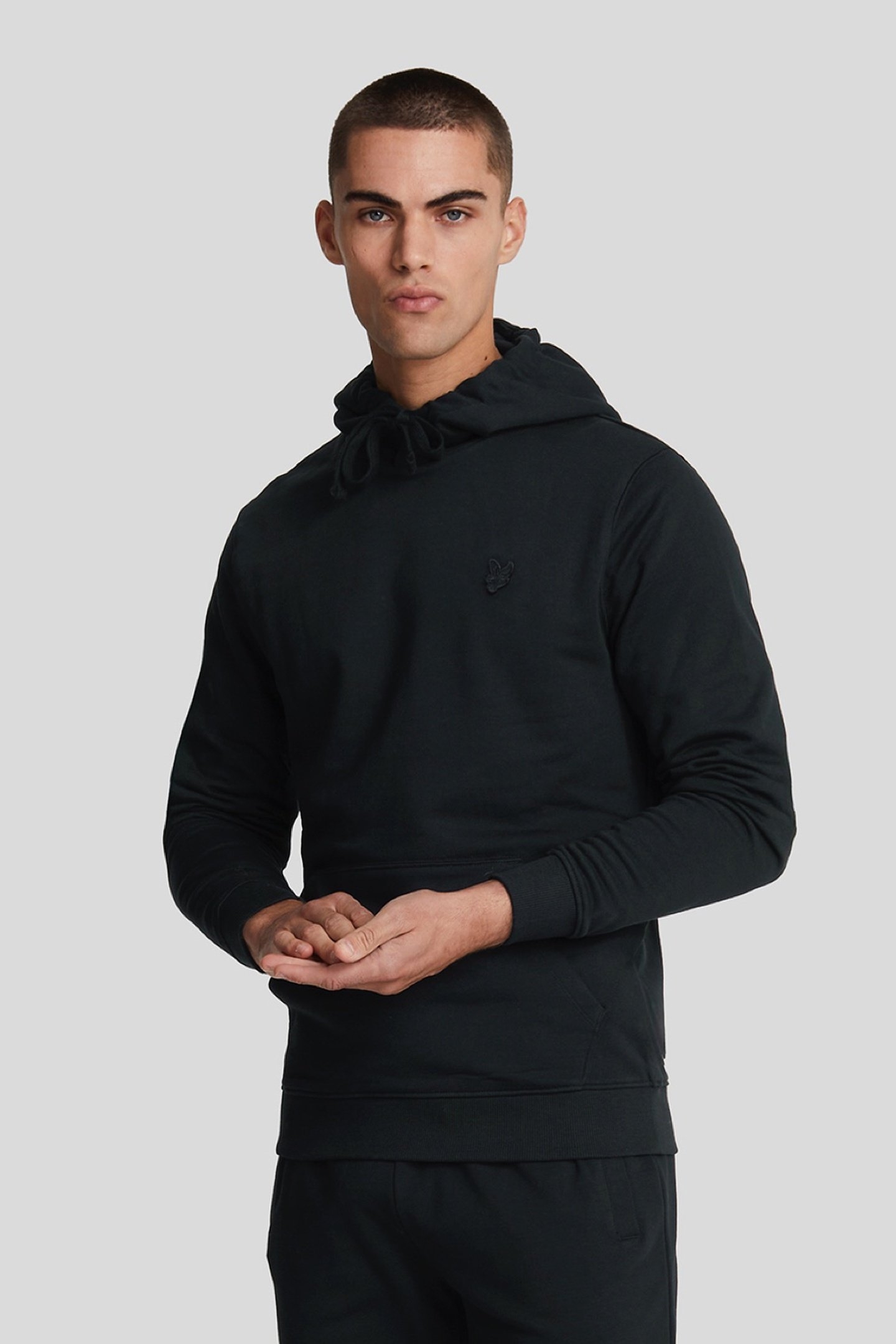 TONAL EAGLE PULLOVER HOODIE JET BLACK 1