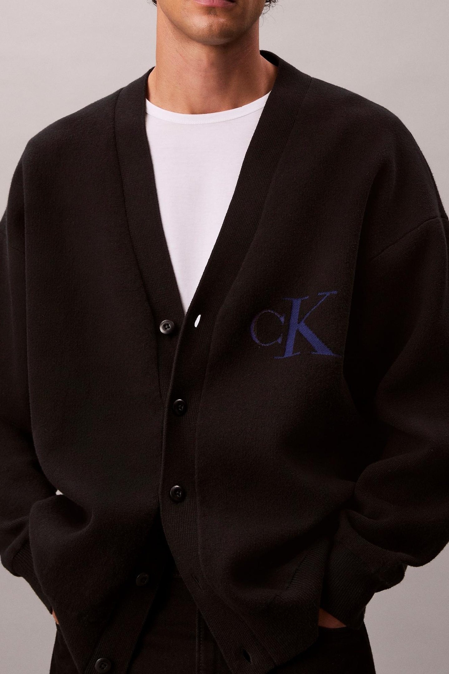 LS COTTON CASHMERE 3D CARDIGAN BLACK 1