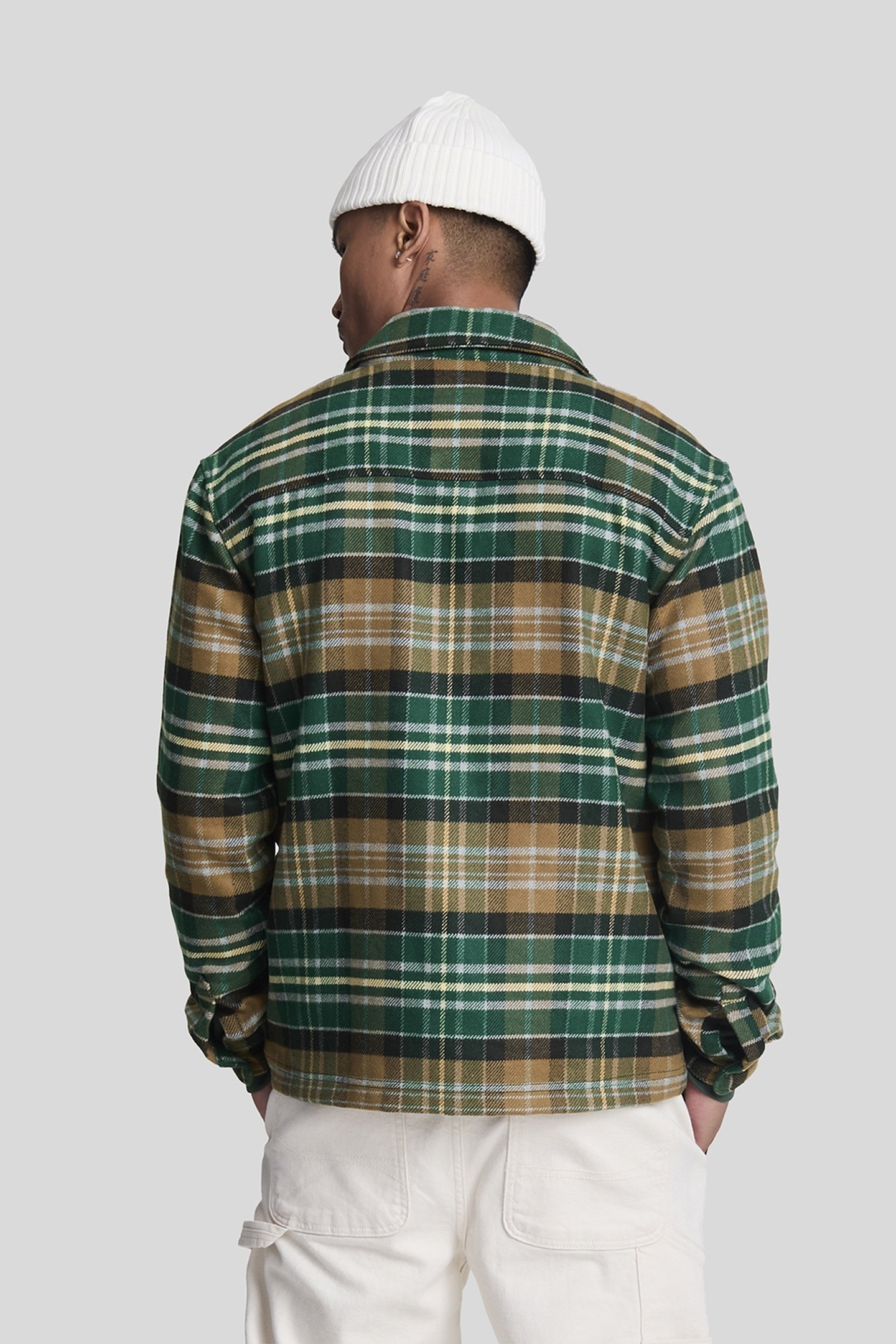 CHECK FLANNEL OVERSHIRT ARGYLE TEAL/HERITAGE TAUPE 3