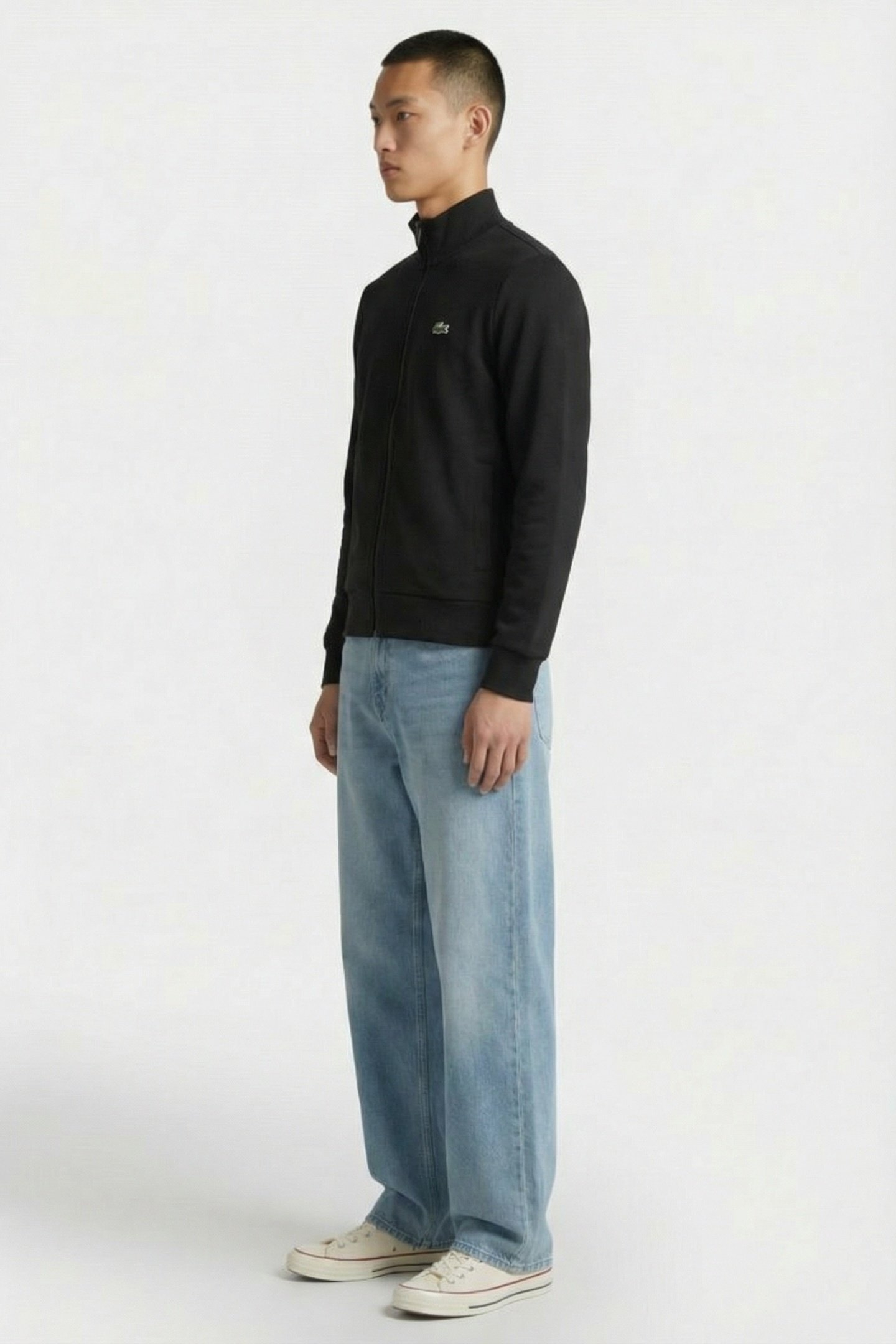 ZIP-UP HIGH NECK FLEECE SWEATSHIRT BLACK 3