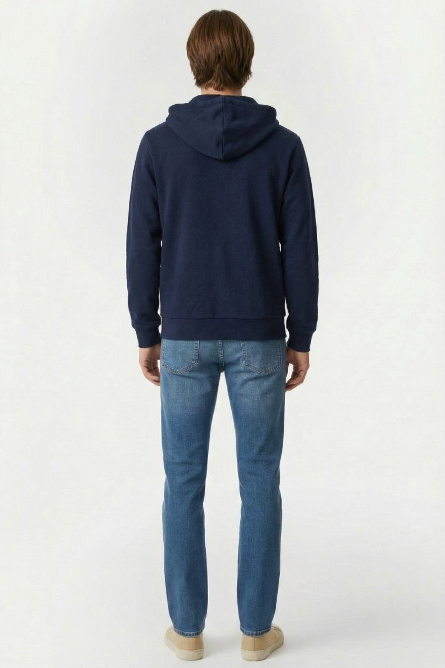 ZIP-UP FLEECE HOODIE NAVY BLUE 2