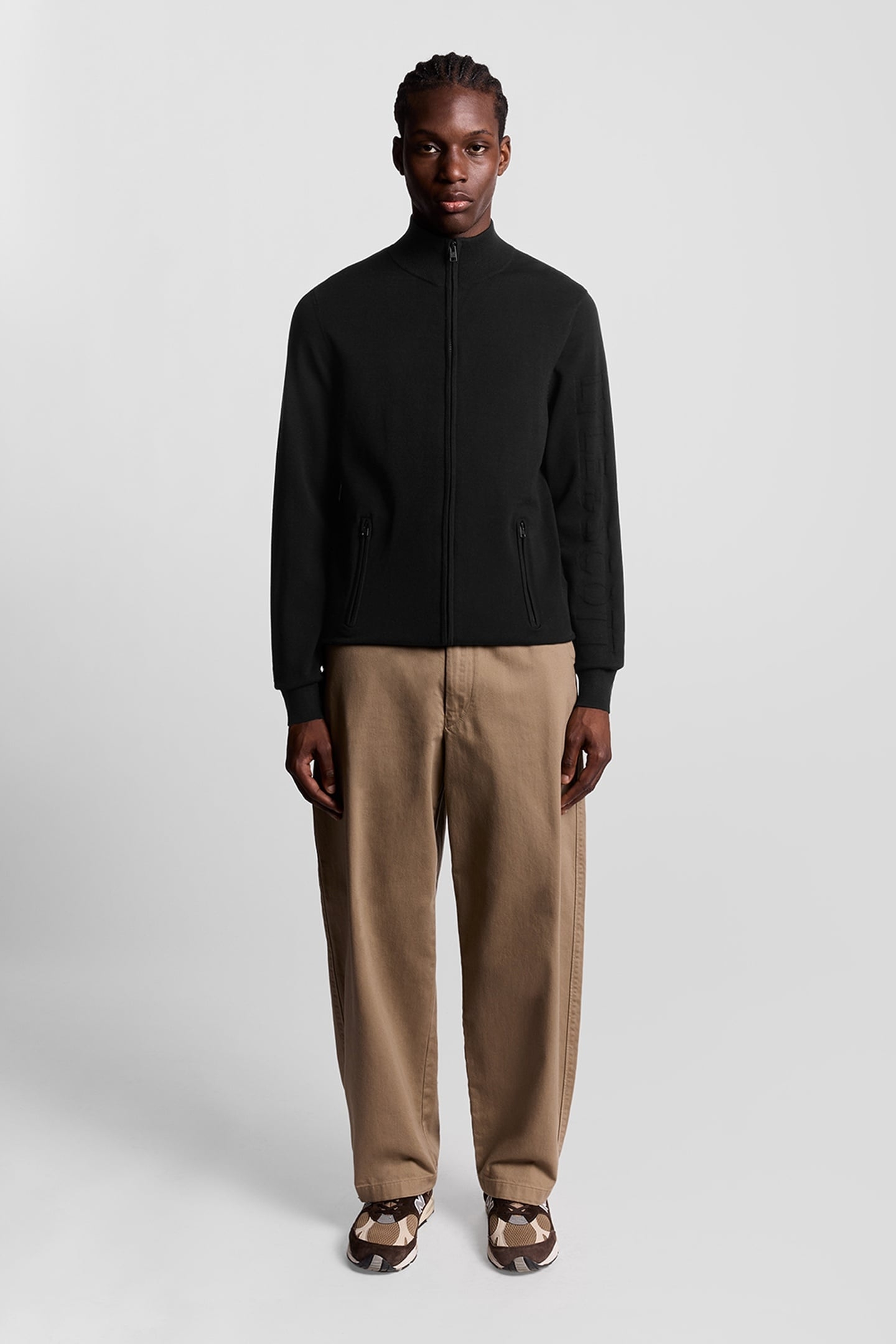 MESH LOGO KNITTED TRACK JACKET PUTTY 2