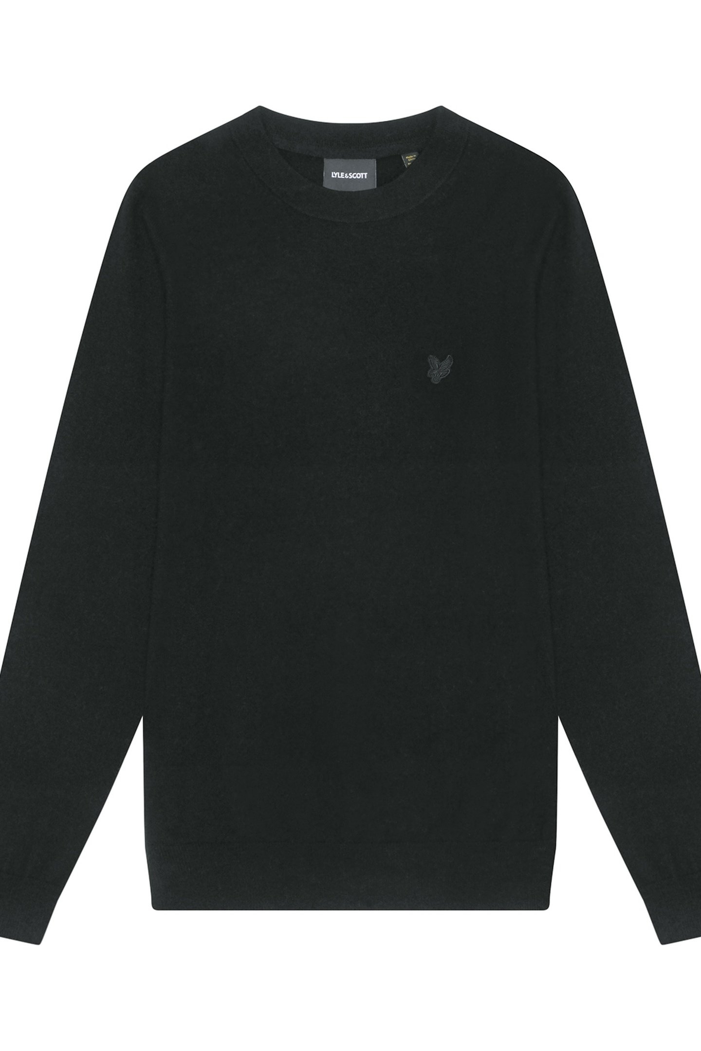 TONAL EAGLE LAMBSWOOL CREW NECK JUMPER JET BLACK 4