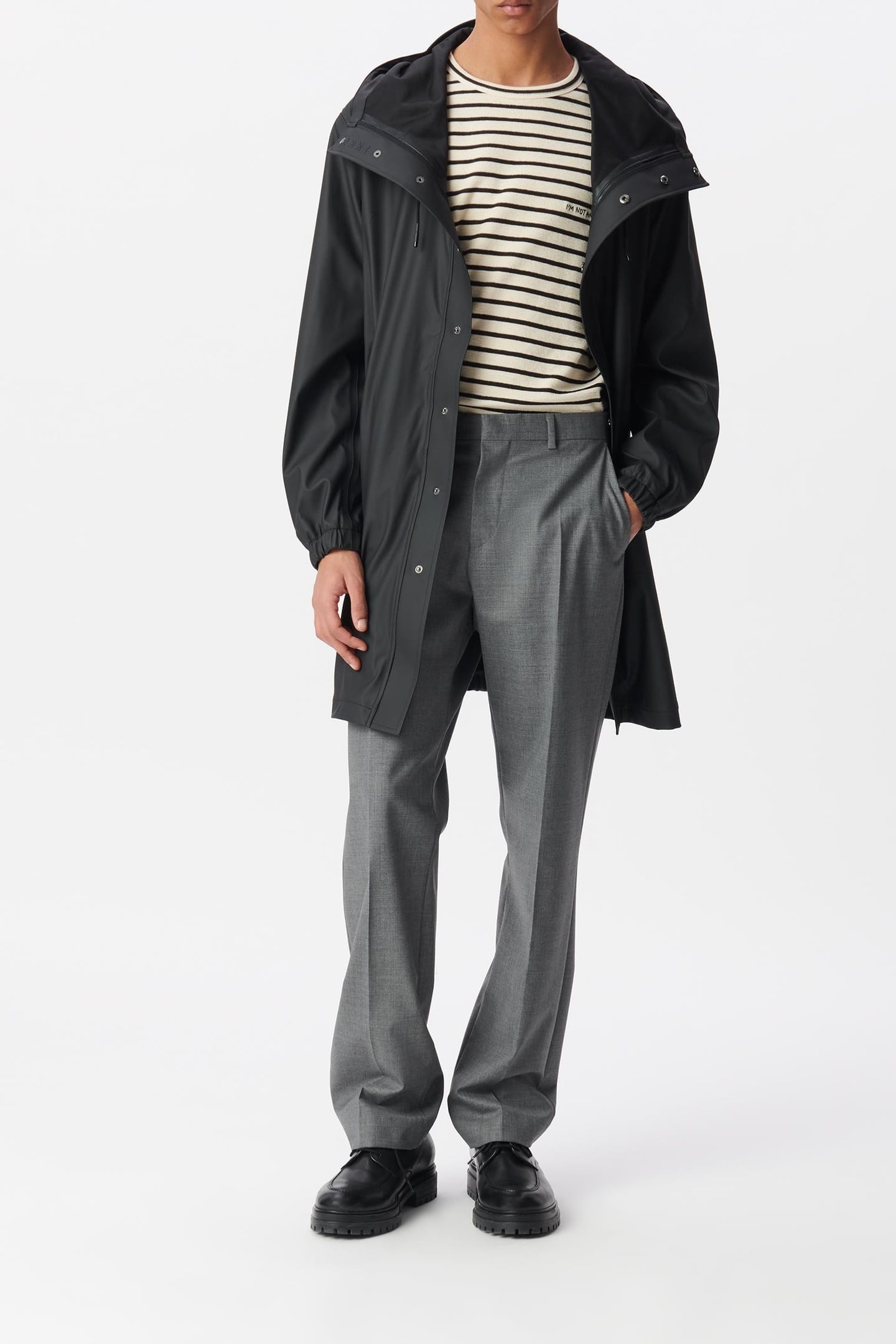 BLACK RUBBER NYLON HOODED PARKA 1