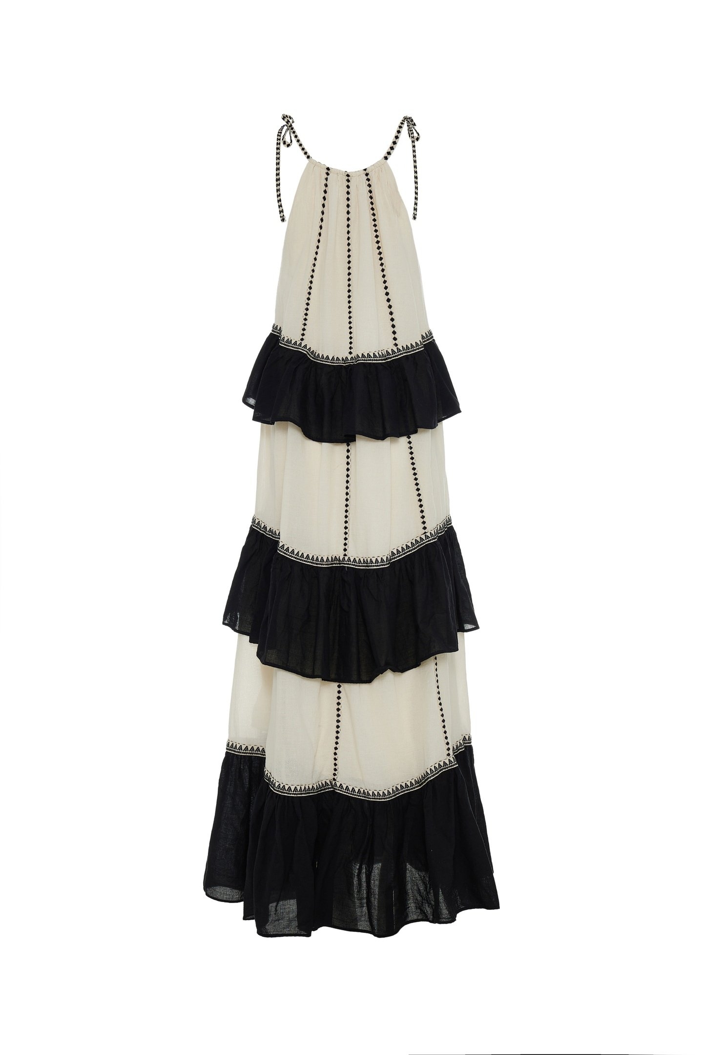 KLEIO LONG DRESS GAZE BLACK OFFWH 2