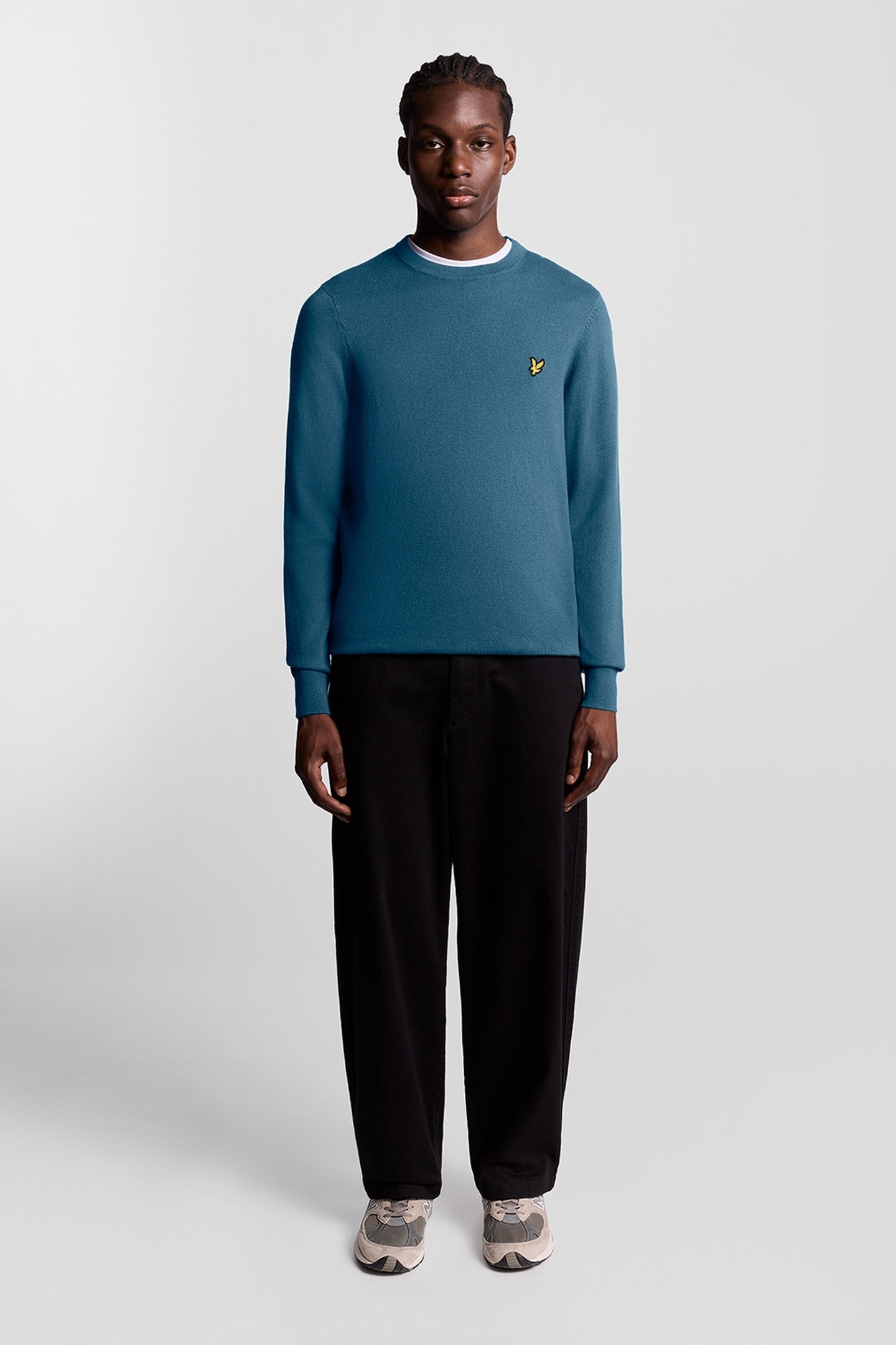 COTTON MERINO CREW NECK JUMPER DEEP WATER 1