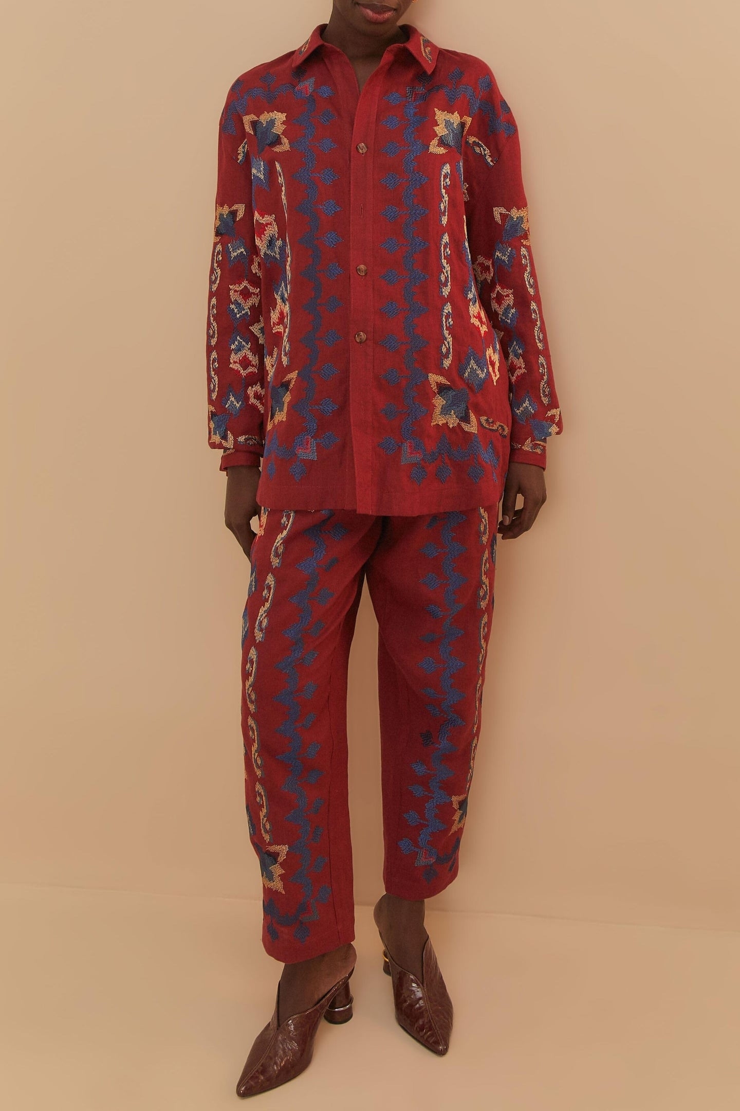 FLORAL EMBROIDERY JACQUARD PANTS 2