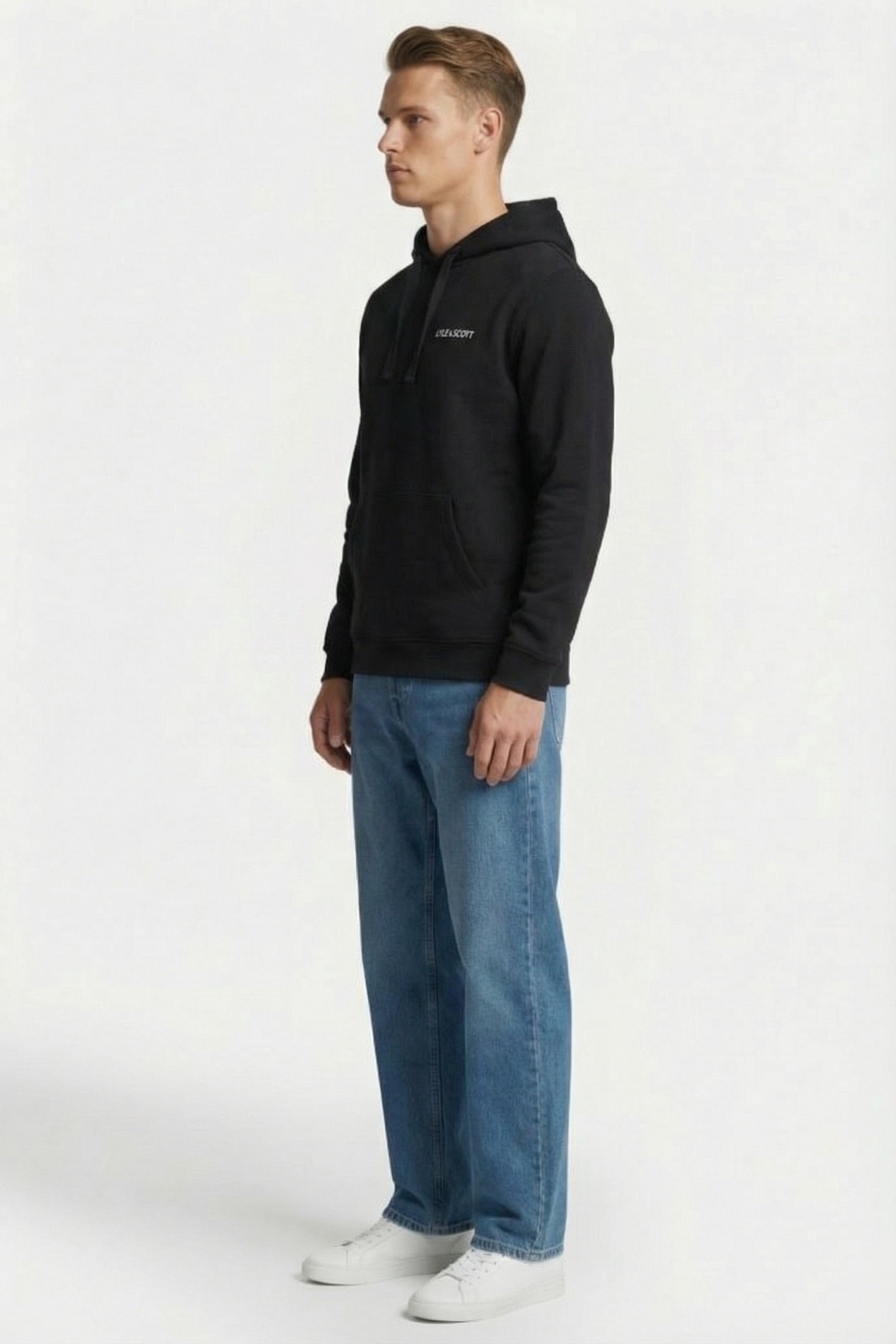 EMBROIDERED HOODIE JET BLACK/WHITE 4