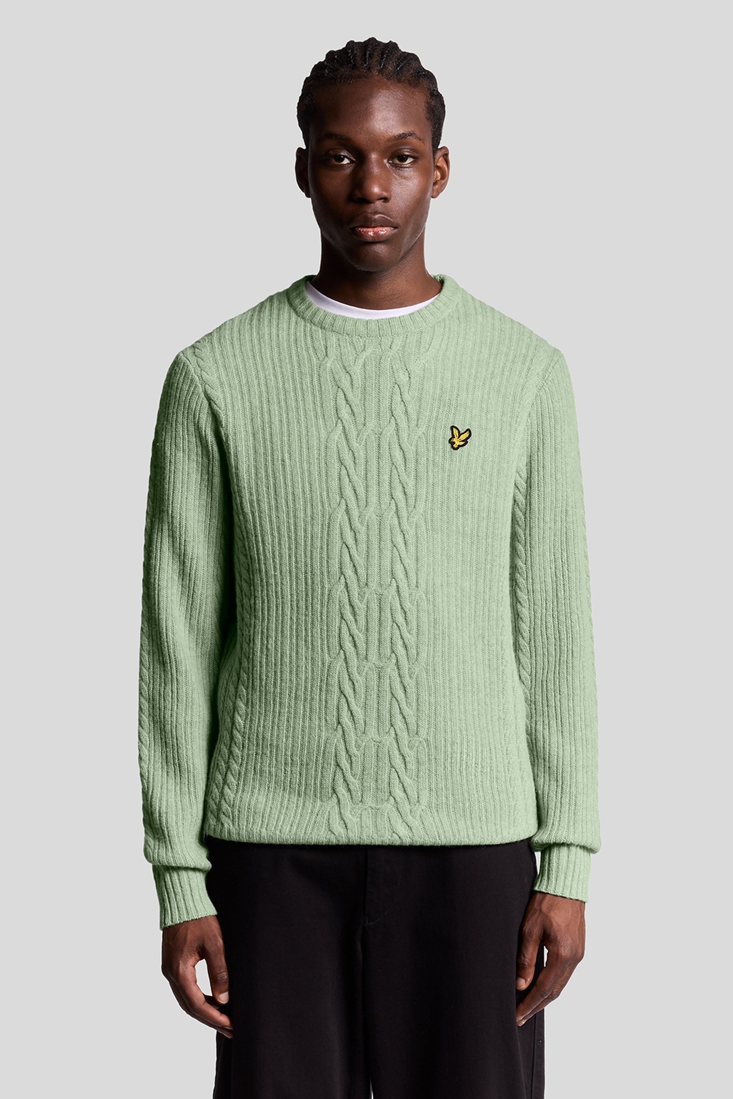 RIBBED CABLE KNIT JUMPER COLD MINT MARL 2