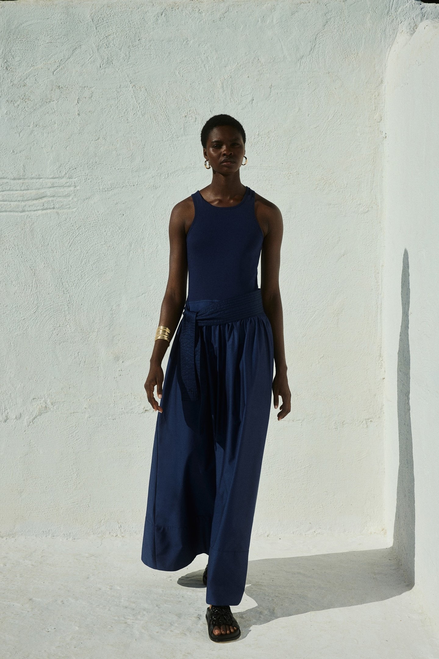 LIVELY LONG DRESS POPLIN WITH BELT NAVY 1