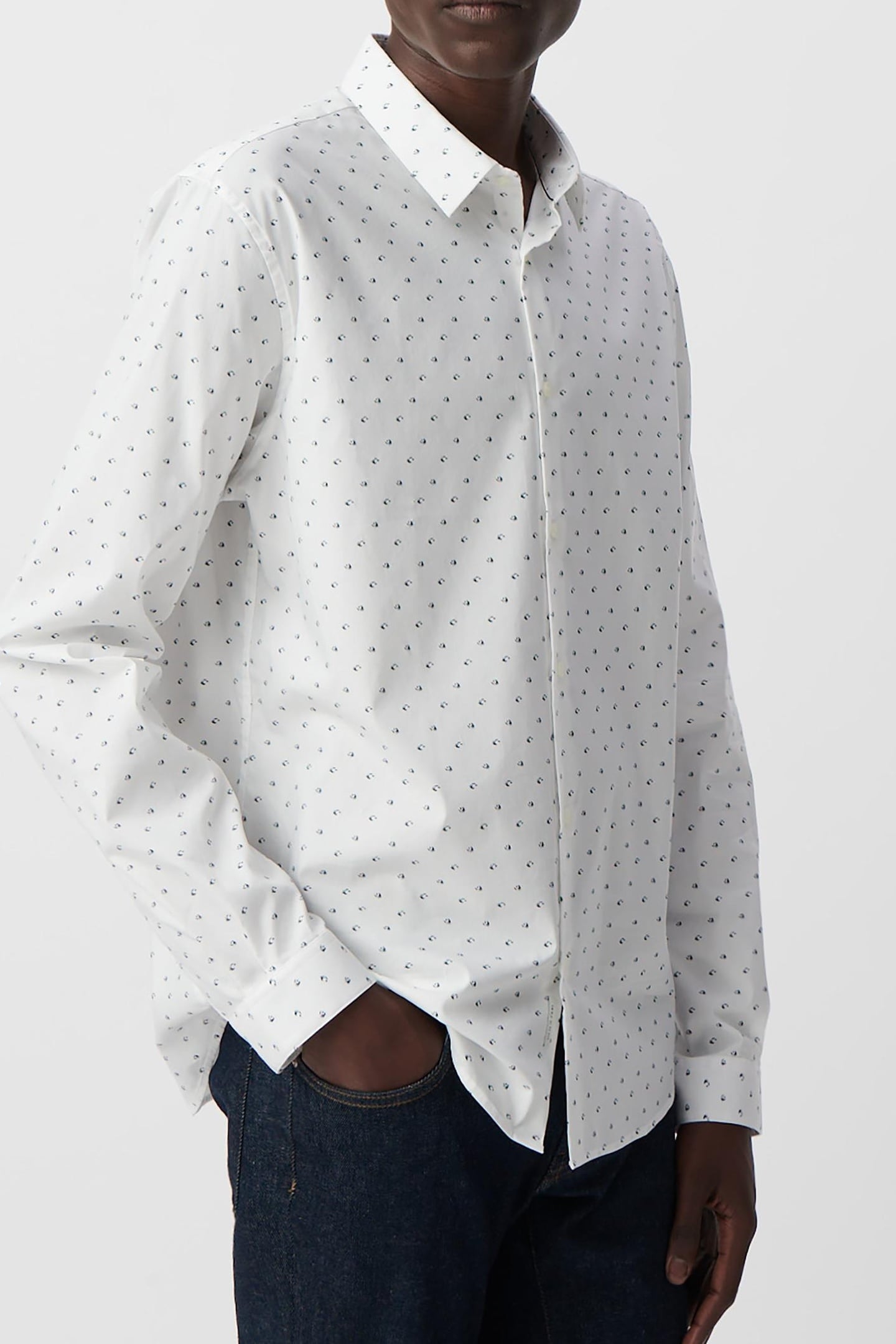 WHITE SLIM SHIRT WITH MINIMALIST PRINT 2
