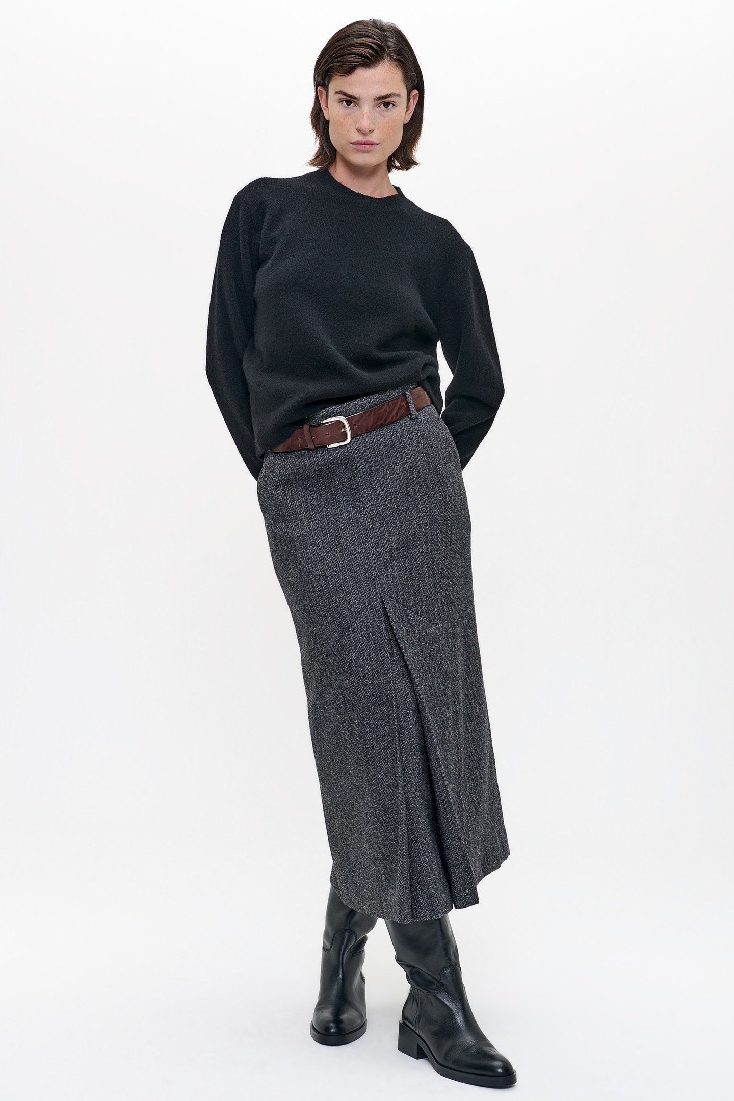 WOOL CREW NECK PULLOVER BLACK 1