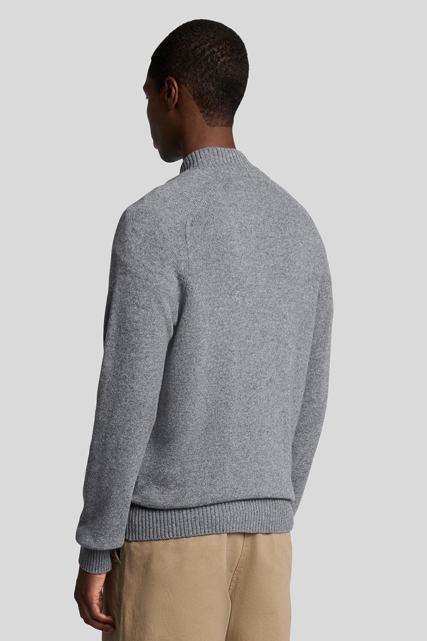 SADDLE SLEEVE QUARTER ZIP JUMPER GREY HEATHER 3