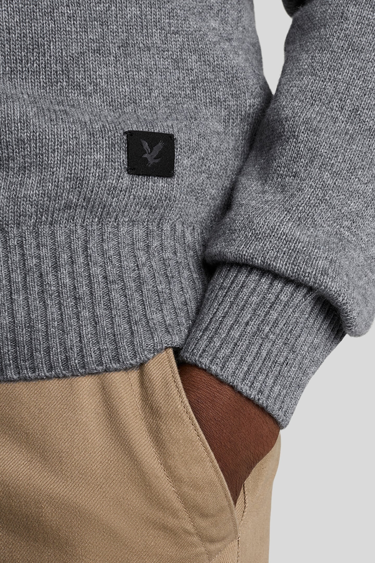 SADDLE SLEEVE QUARTER ZIP JUMPER GREY HEATHER 6