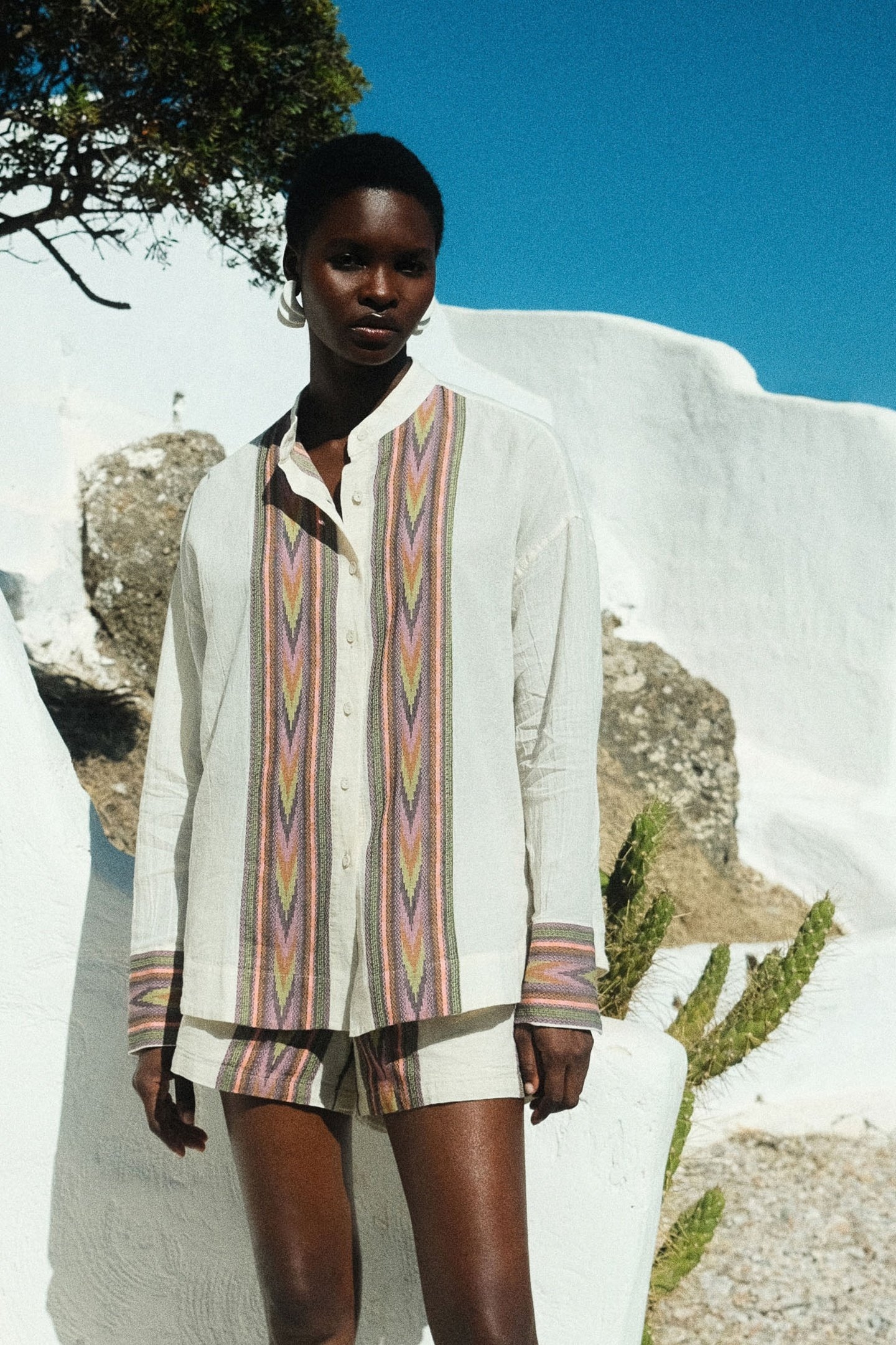 THEORY SHIRT JACQUARD PINK GREEN 3