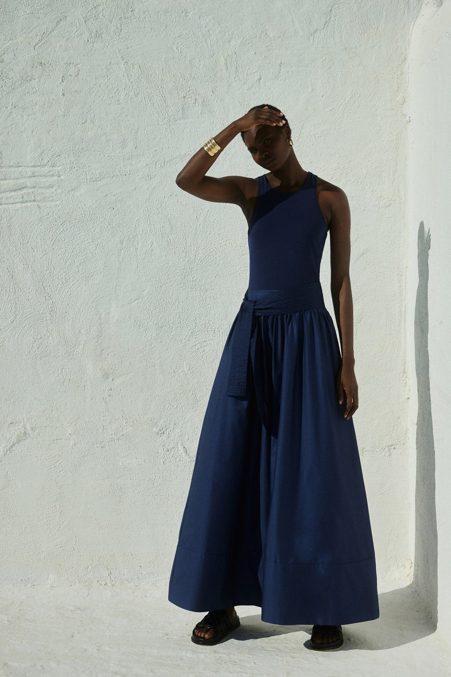 LIVELY LONG DRESS POPLIN WITH BELT NAVY 8