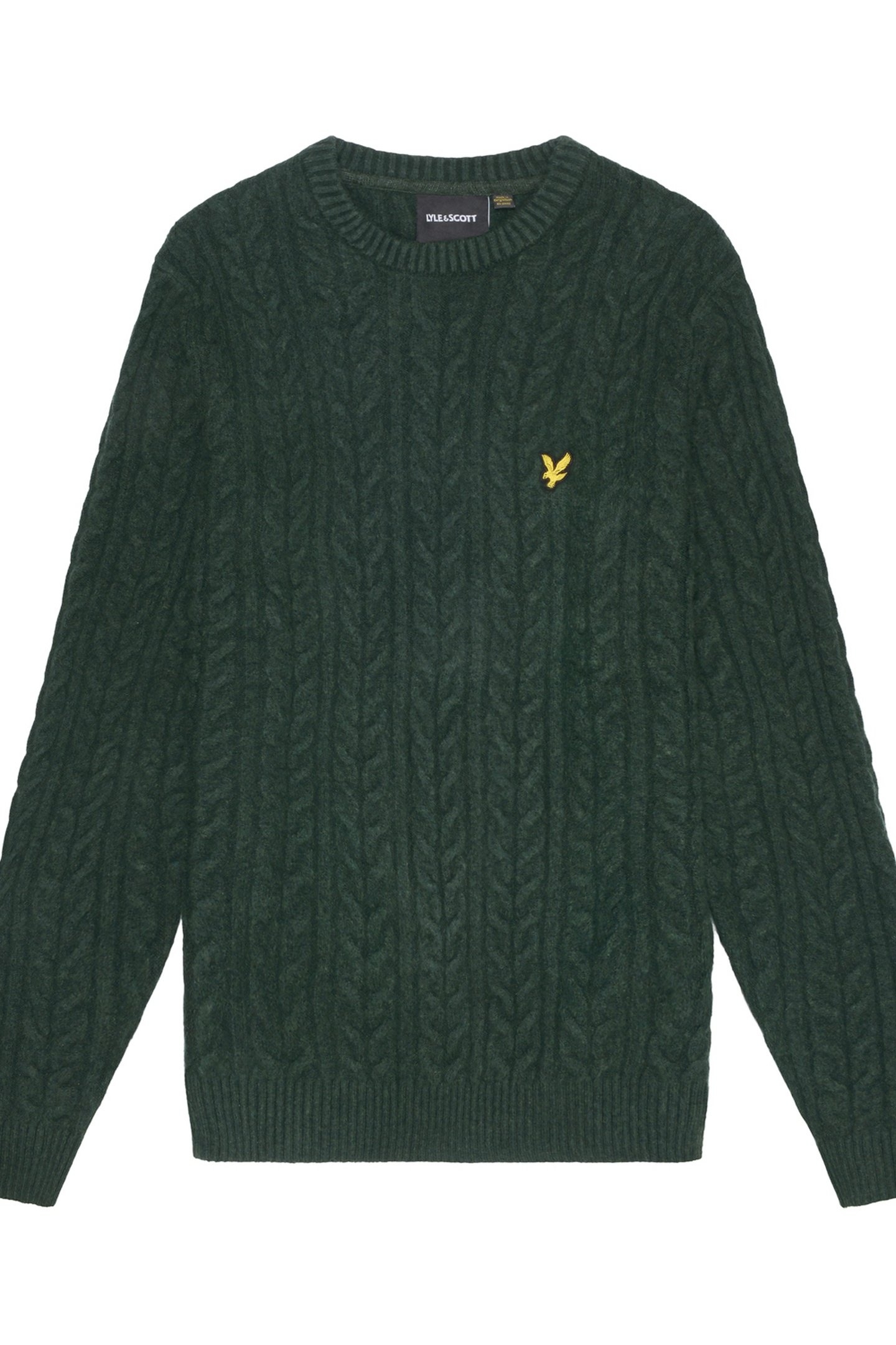 CABLE CREW NECK JUMPER DARK GREEN MARL 4