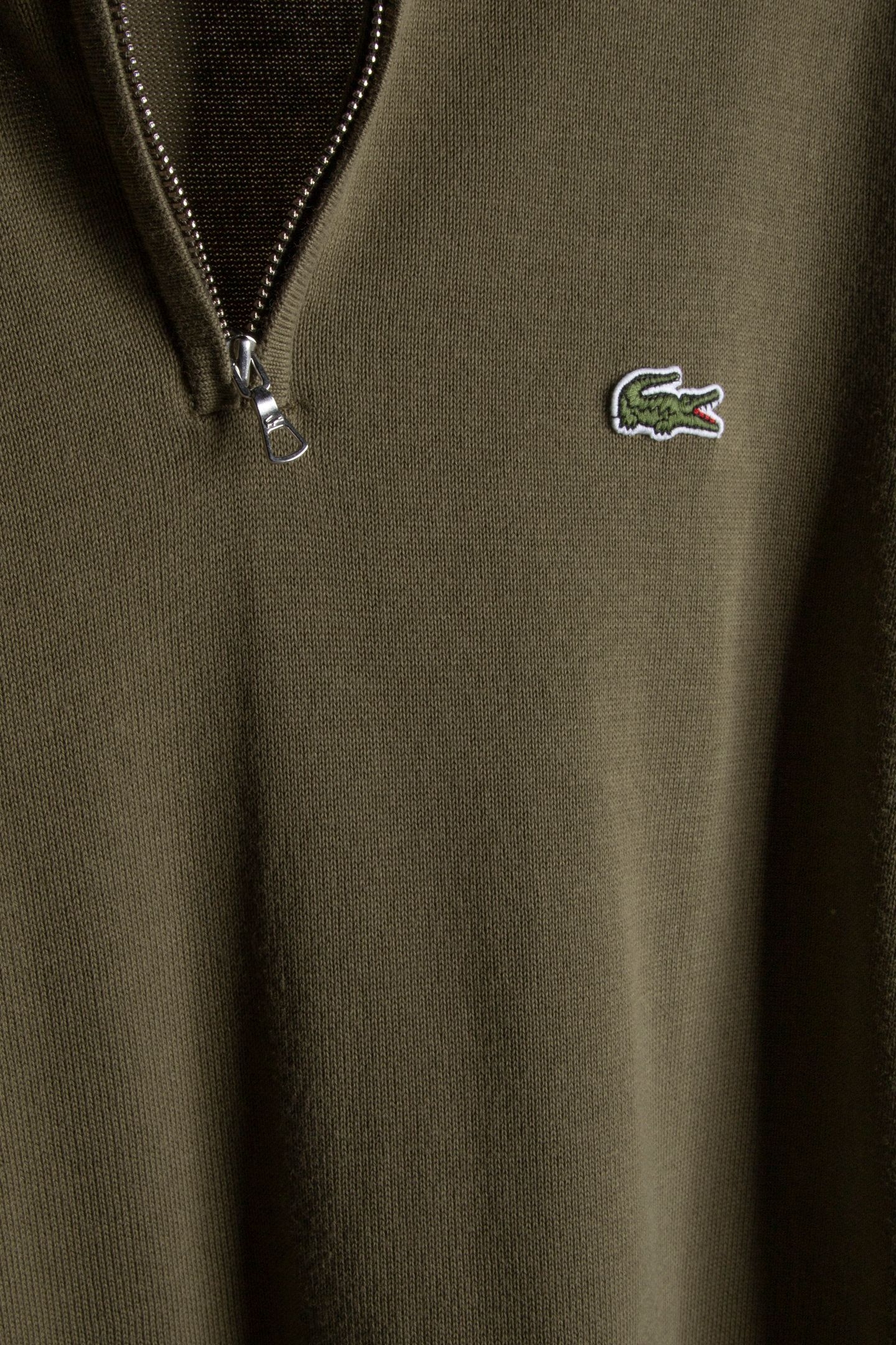 ZIPPED HIGH NECK COTTON SWEATER OLIVE 4