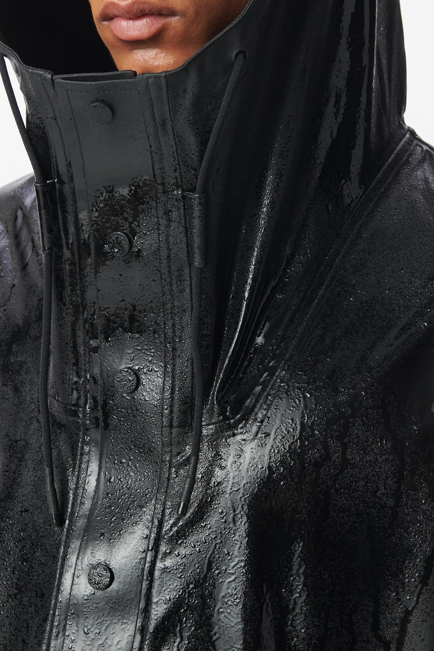 BLACK RUBBER NYLON HOODED PARKA 7