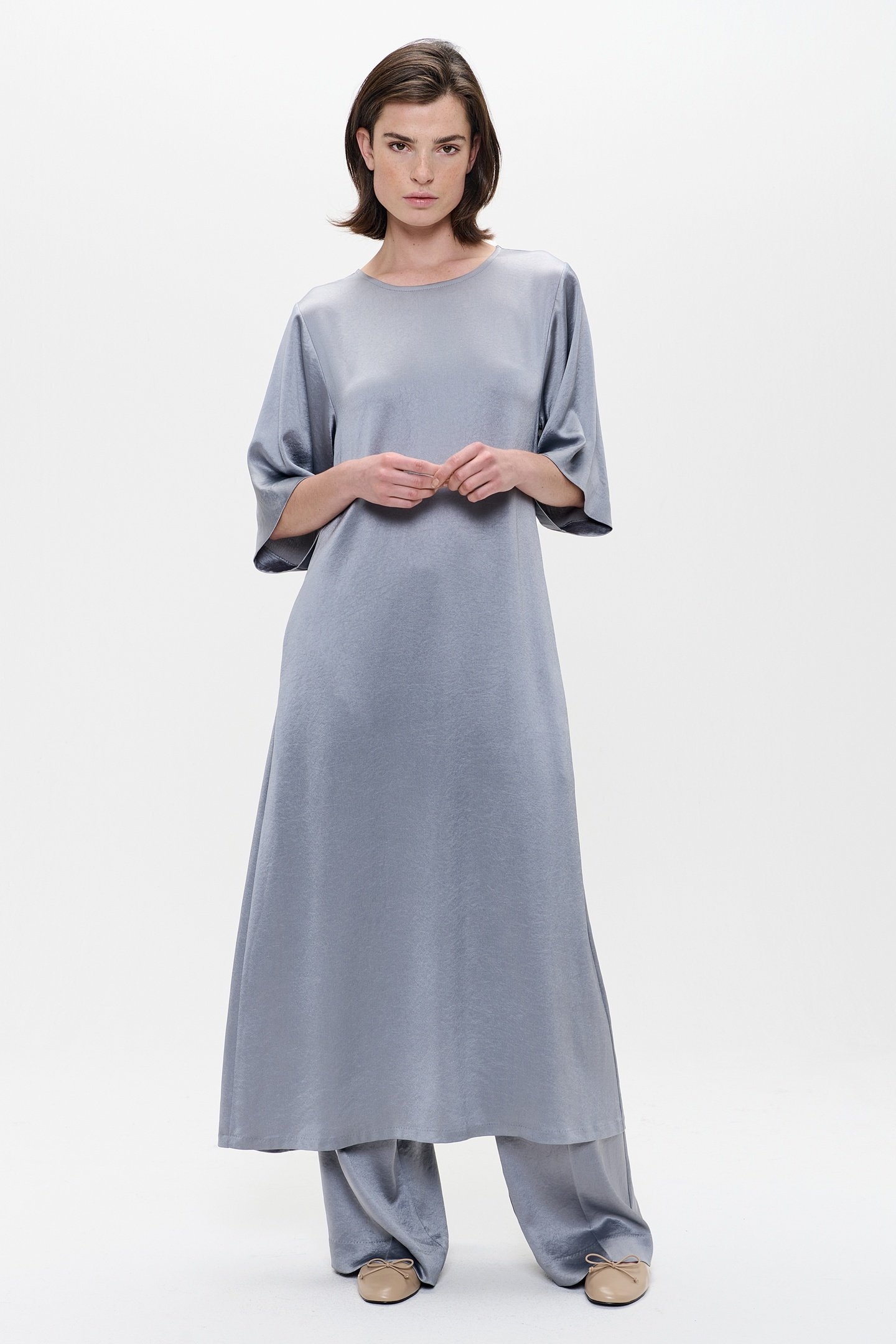 SATIN DRESS SILVER MINK 1