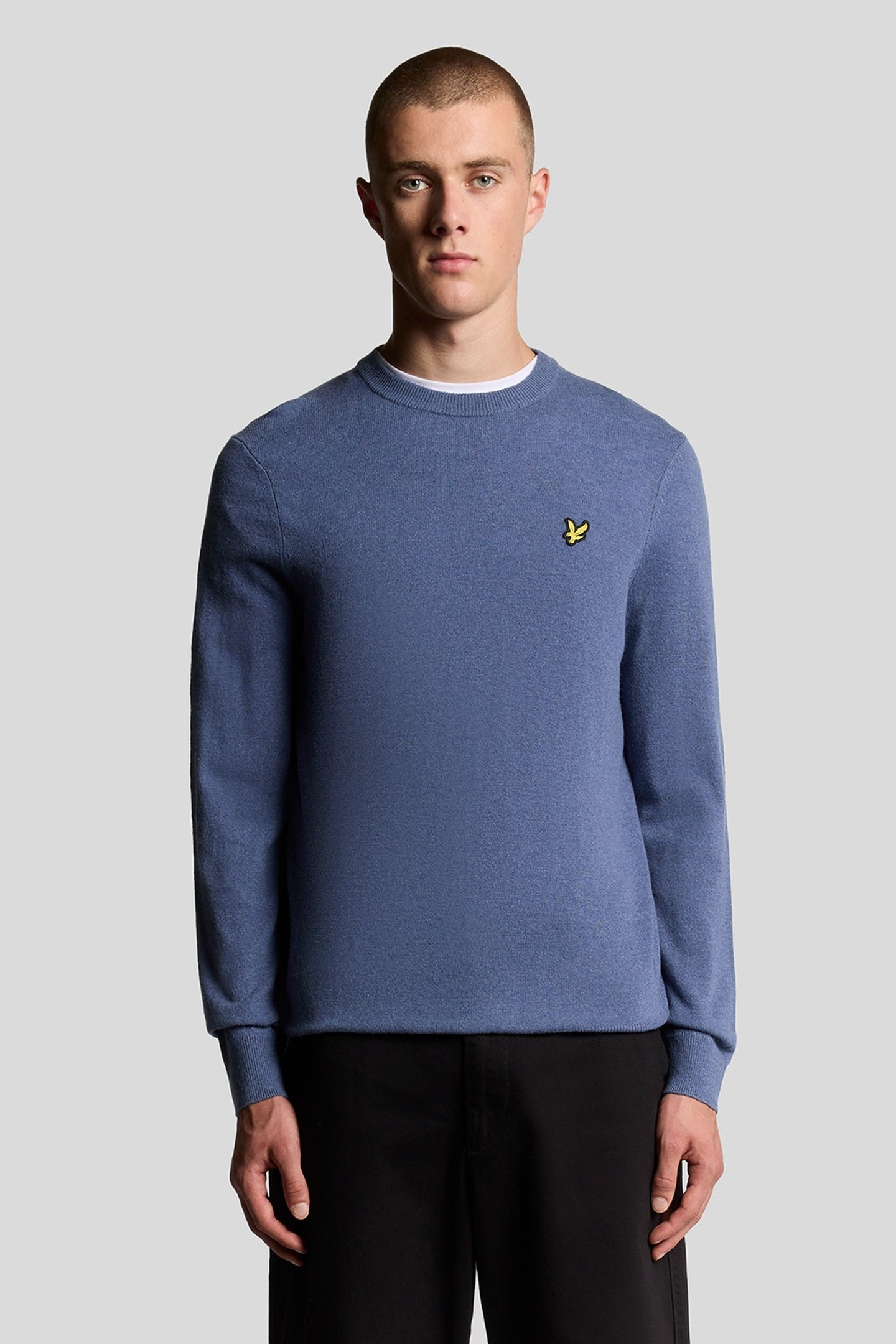 LAMBSWOOL BLEND CREW NECK JUMPER GRAYSTONE MARL 1