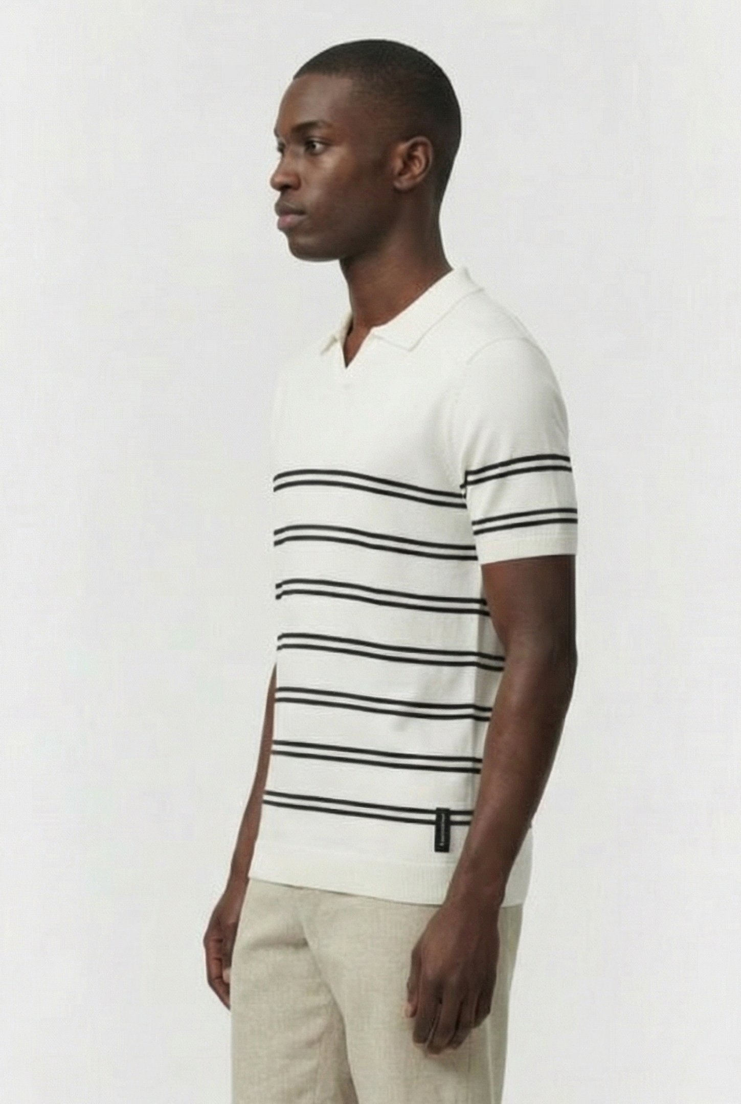 LUX TROPHY STRIPE SHORT SLEEVE ECRU/MARINE 3