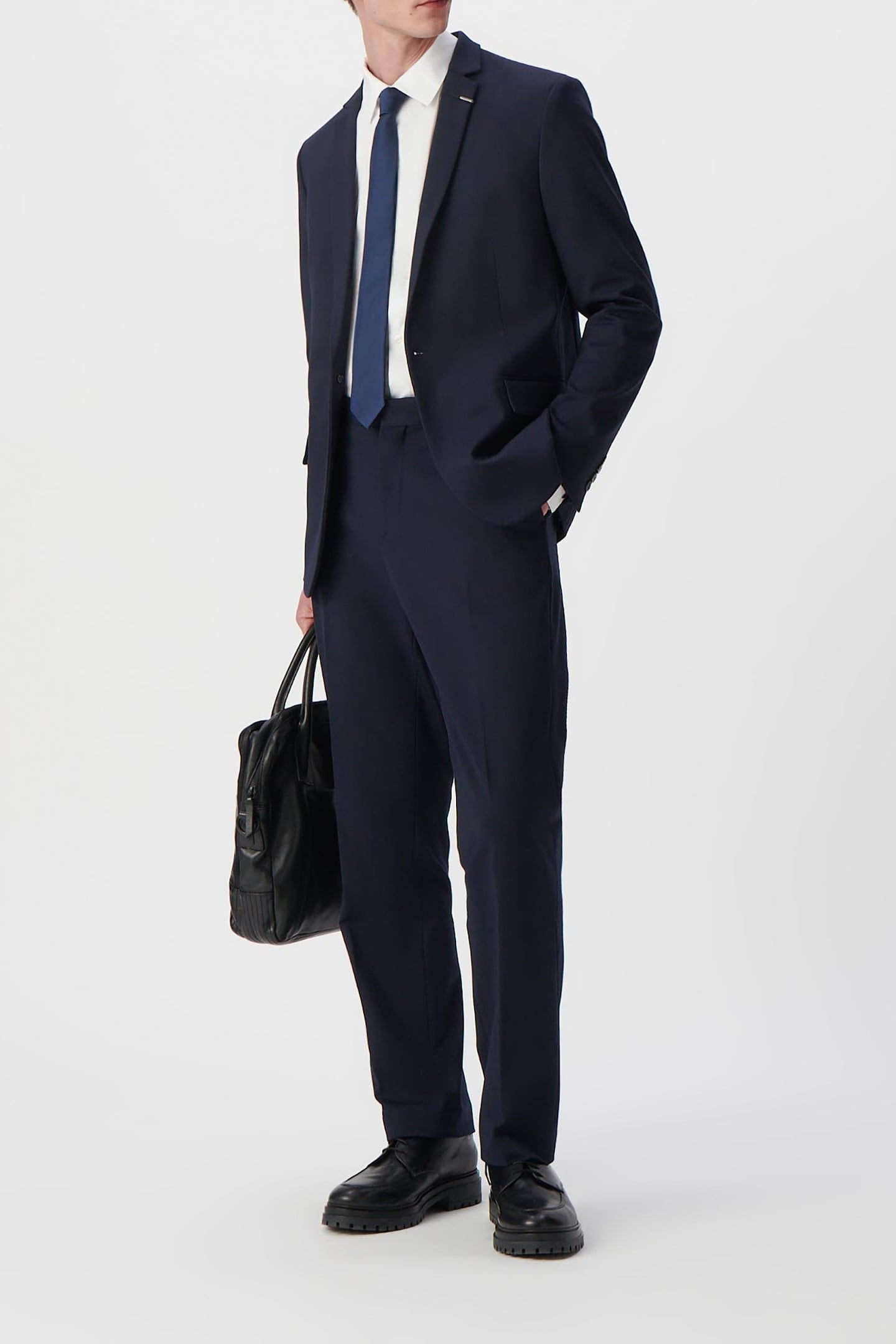 NAVY MILANO KNIT STRAIGHT SUIT TROUSERS 3