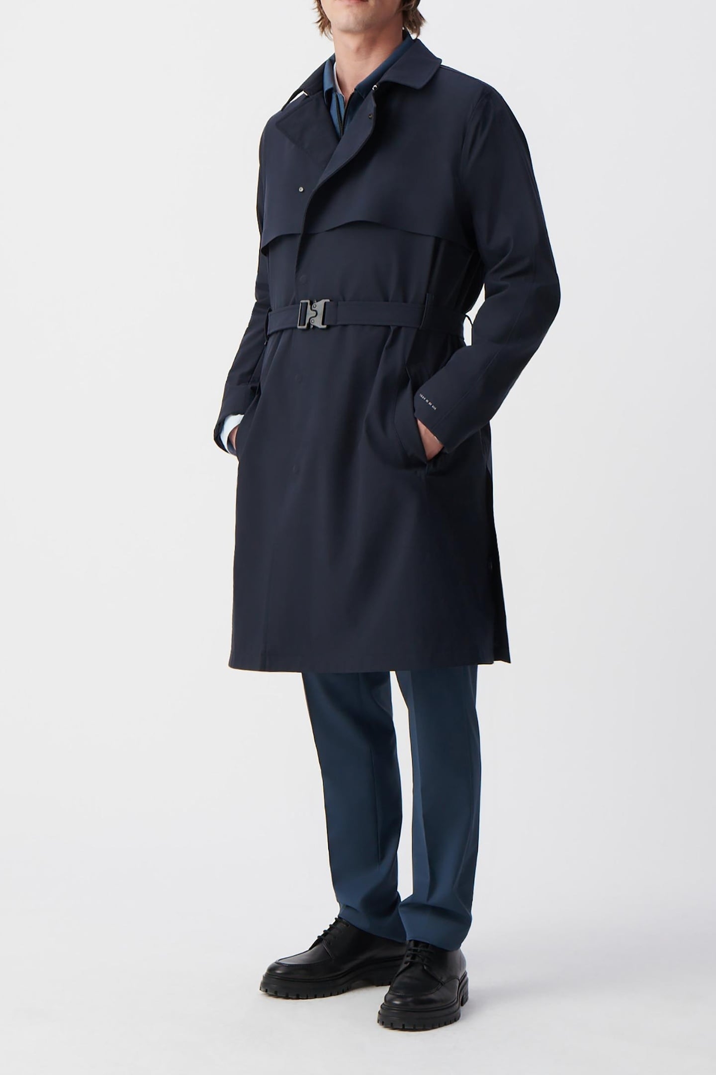 NAVY NYLON WATERPROOF TRENCH COAT 2