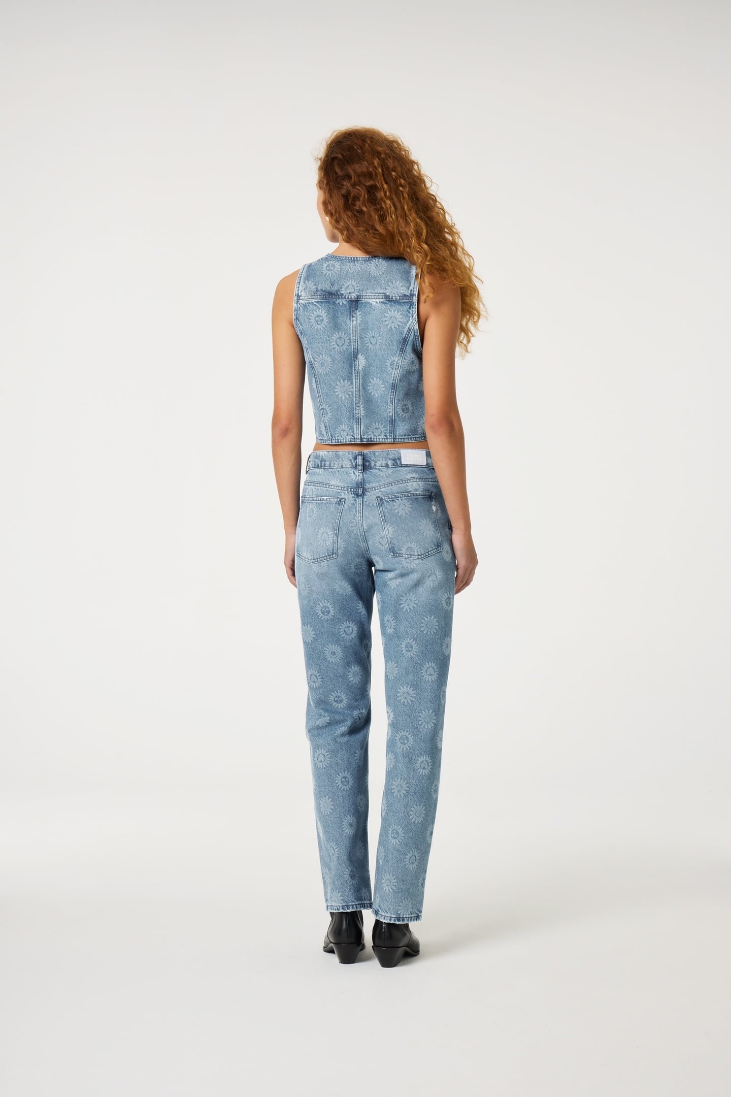 MARIE STRAIGHT LEG JEANS MID BLUE PRINTED 3