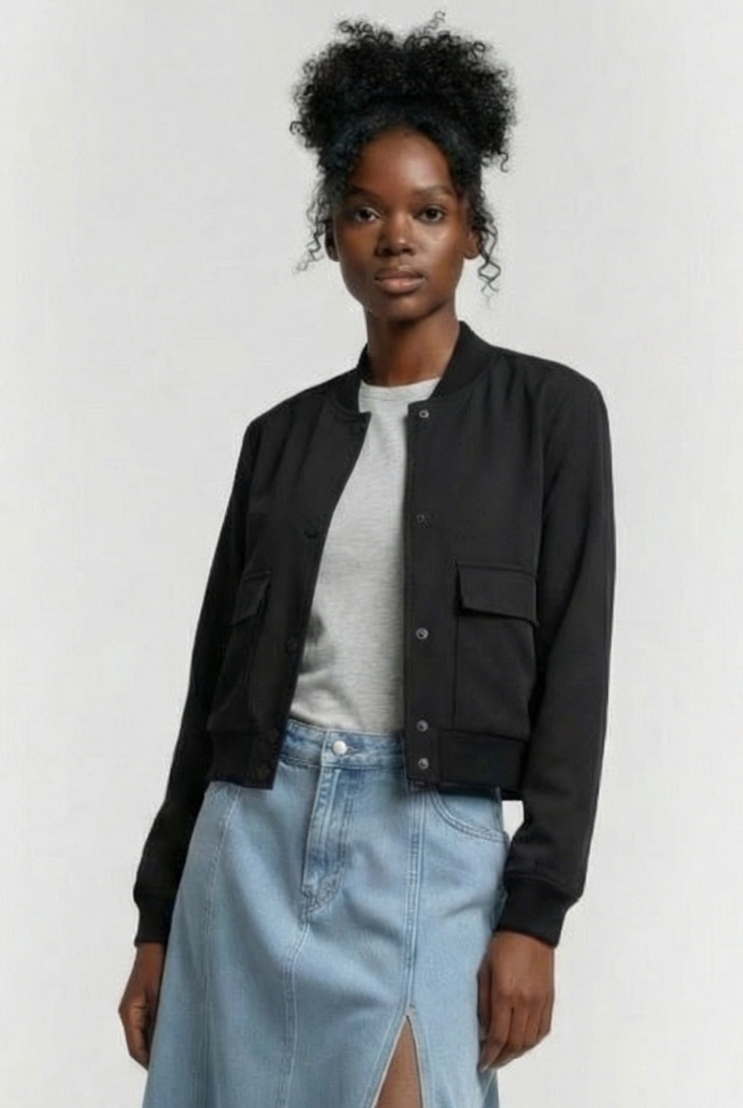 BOMBER UTILITY POCKET JACKET BLACK 1