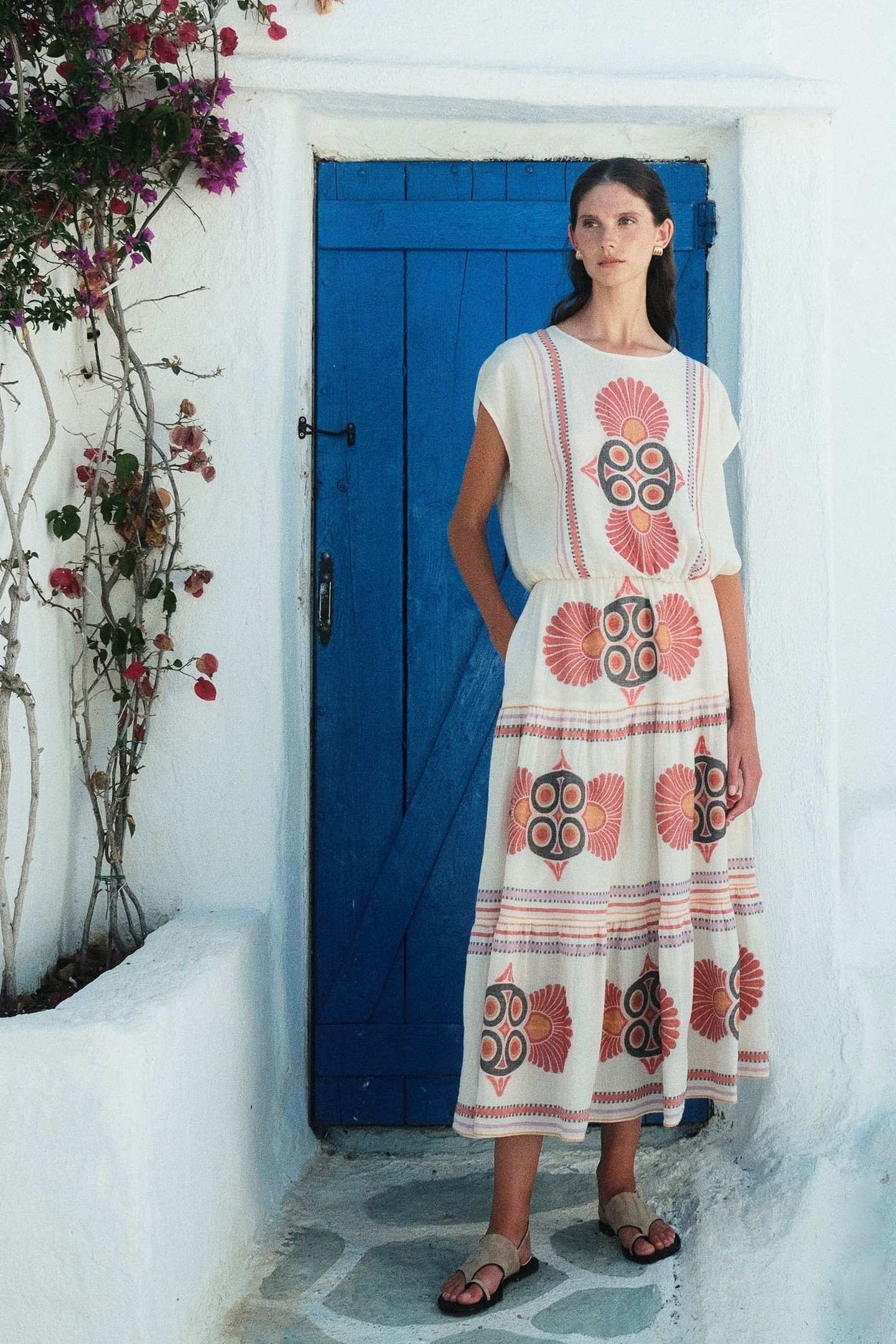 OLYMPIA MIDI SKIRT JACQUARD RED ORANGE 3