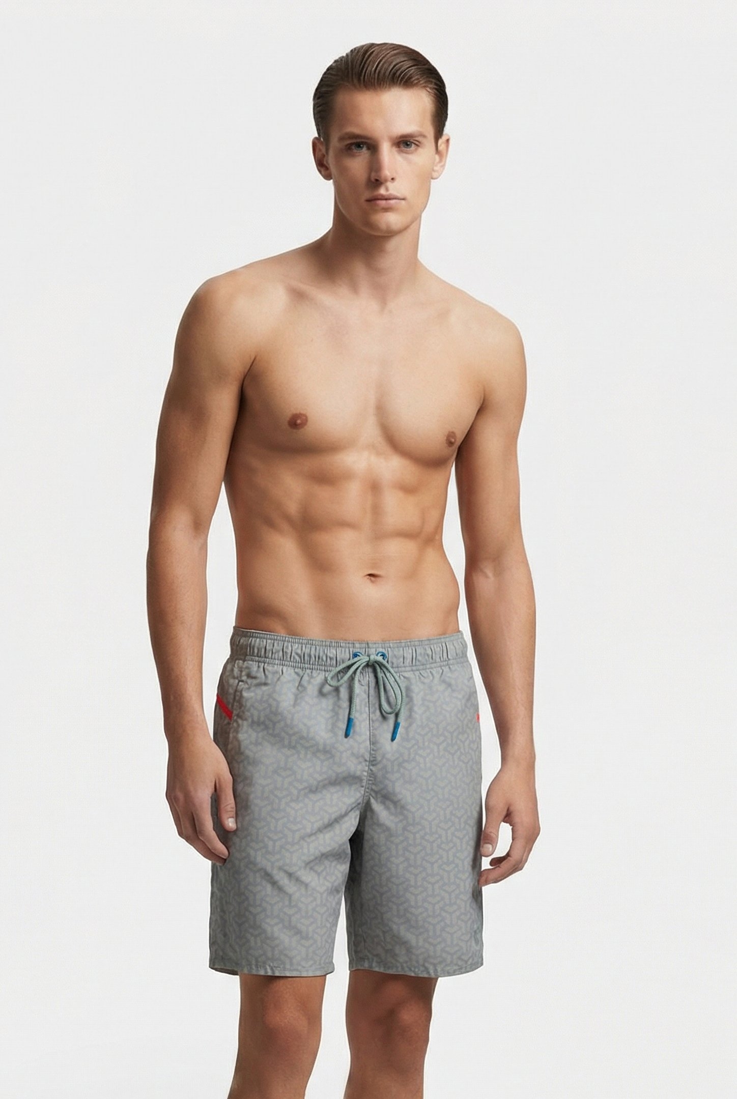 MEN'S ARENA PRO_FILE BEACH BERMUDA PRINT JADE-FLUO RED 1