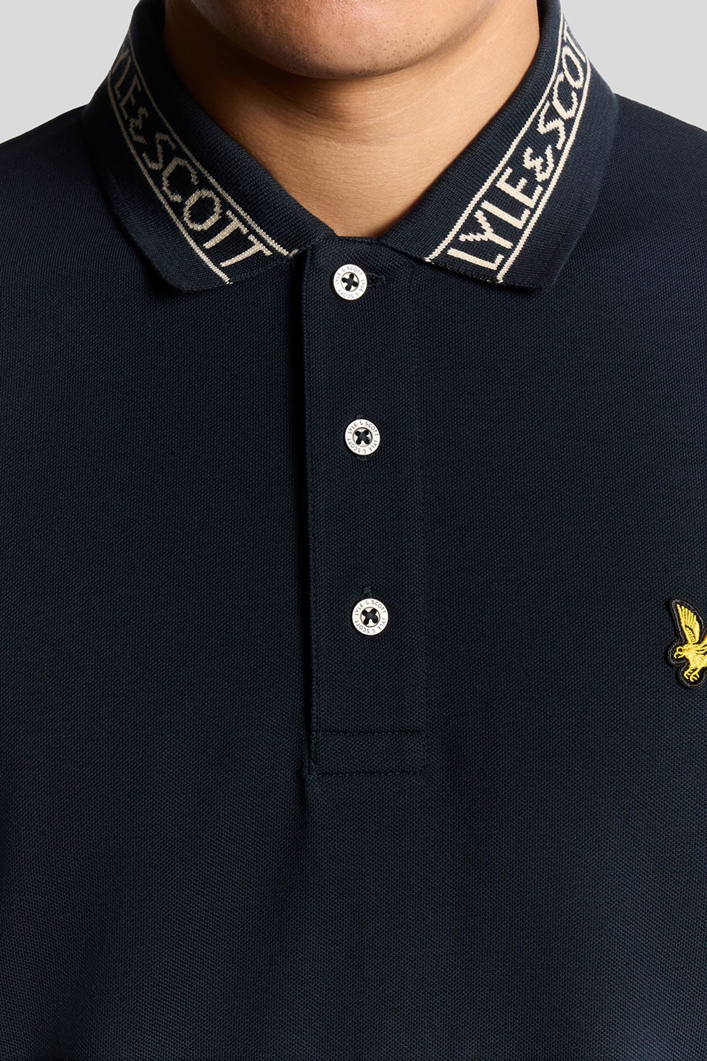 LOGO RIBBED POLO SHIRT DARK NAVY/BONE WHITE 5
