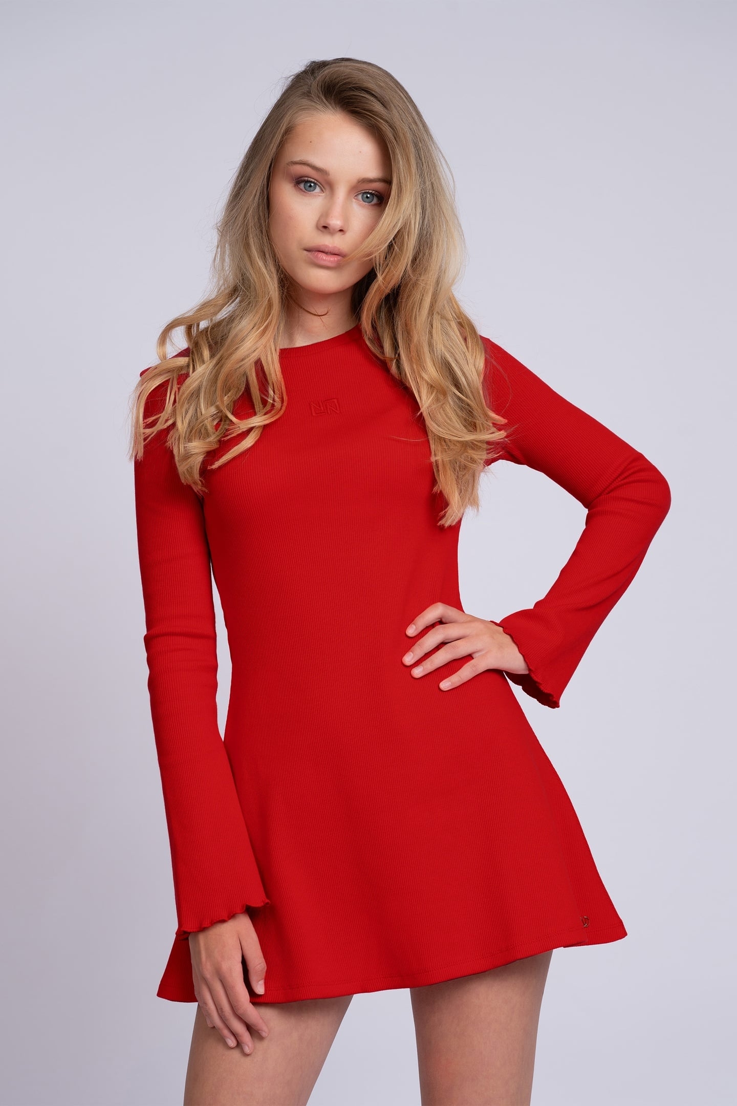 SYLVIA RIB DRESS SCARLET 1