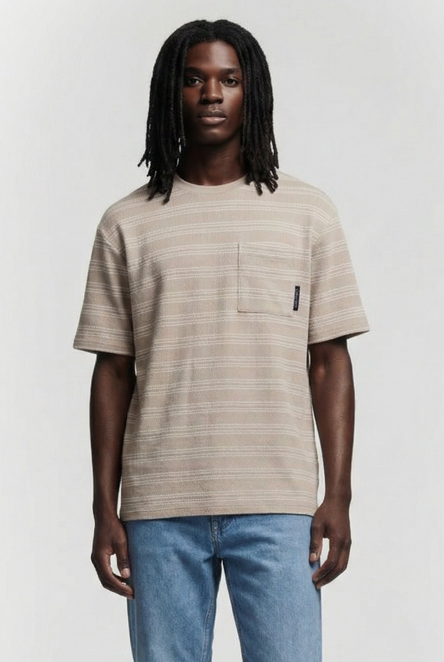 SS STRIPE JACQUARD PLAZA TAUPE 1