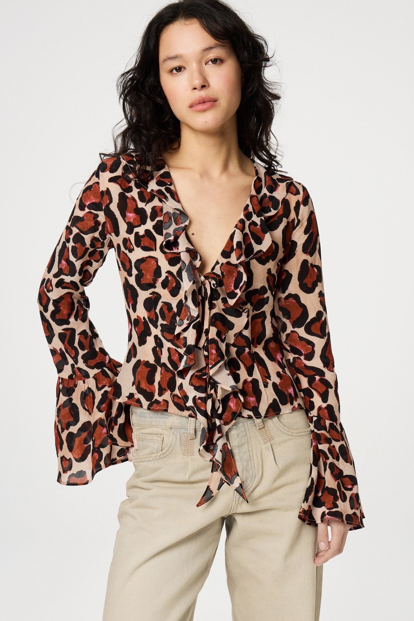 BRITNEY BLOUSE NOUGAT/BLACK 1