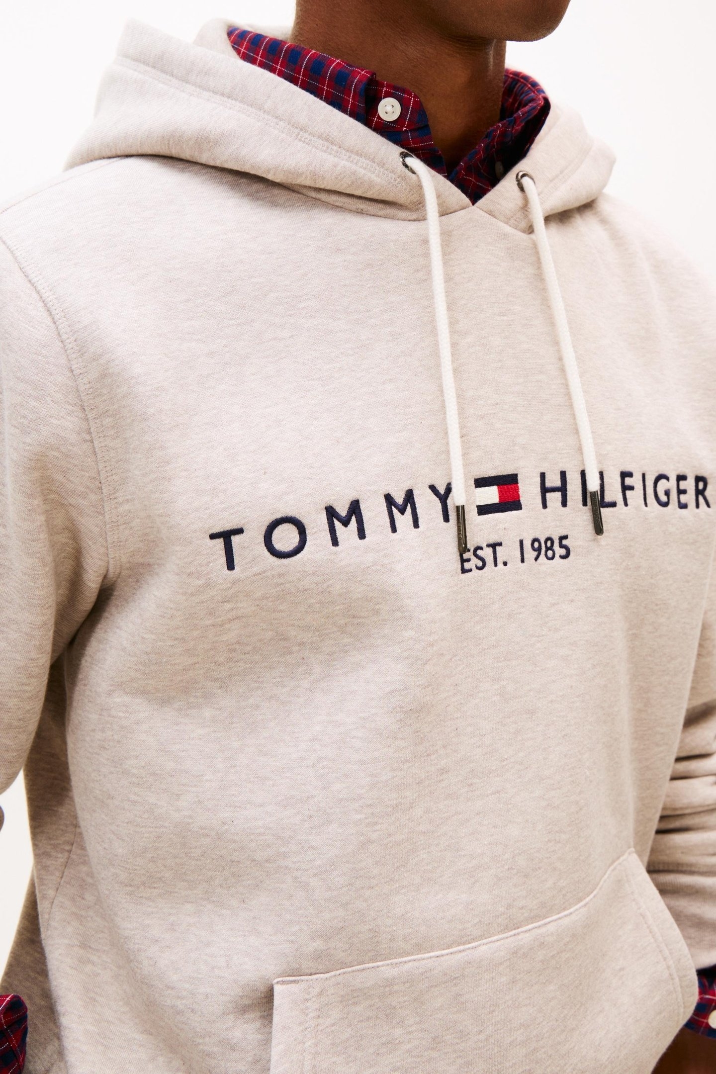TOMMY LOGO HOODY HEATHERED PEBBLE 5