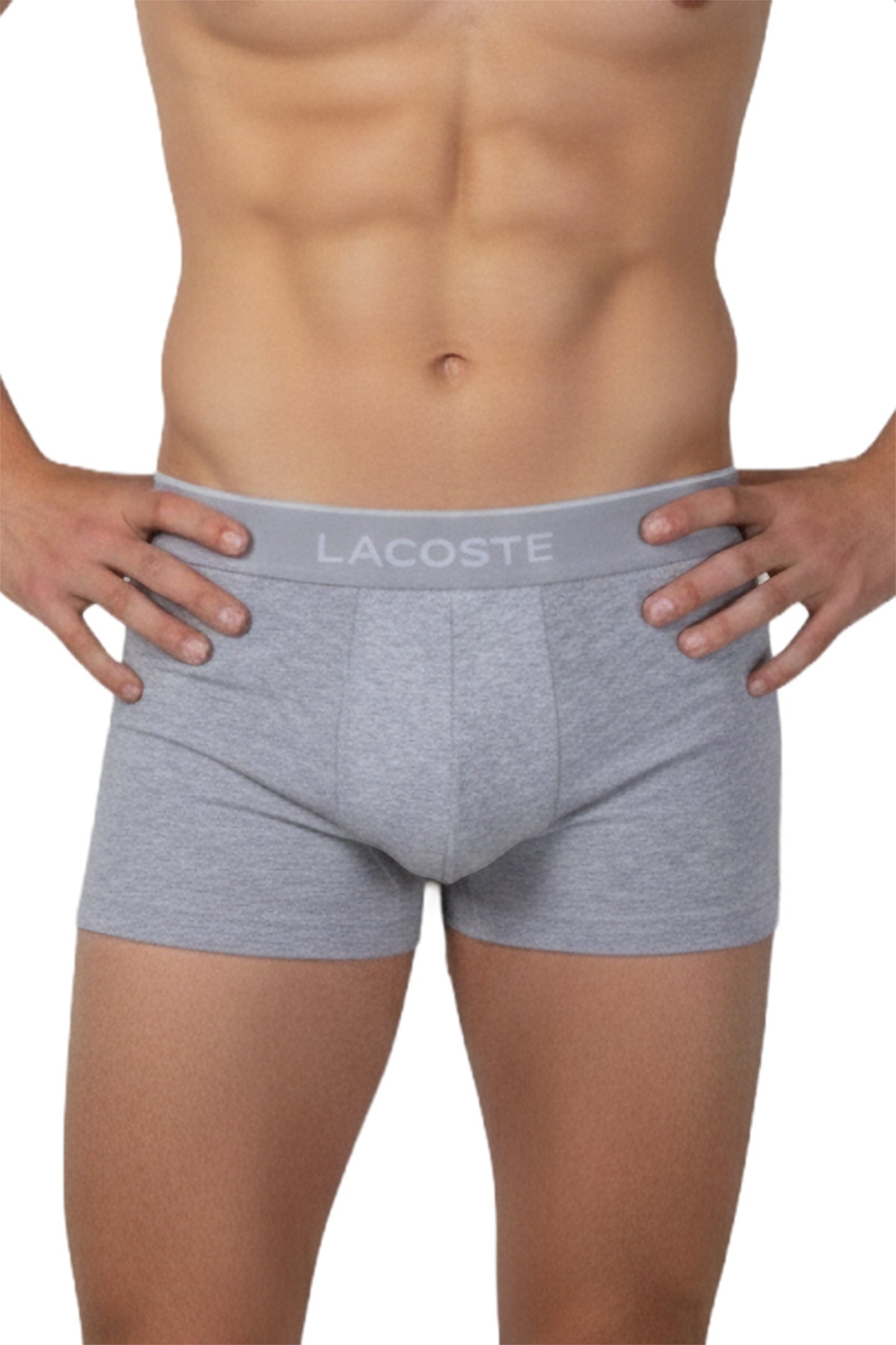 3-PACK STRETCH COTTON TRUNKS BLACK/WHITE-SILVER CHINE 2