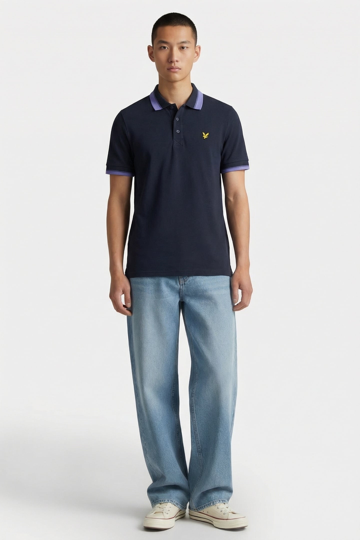 GOLF TIPPED RIB POLO SHIRT DARK NAVY/MOONLIGHT 1