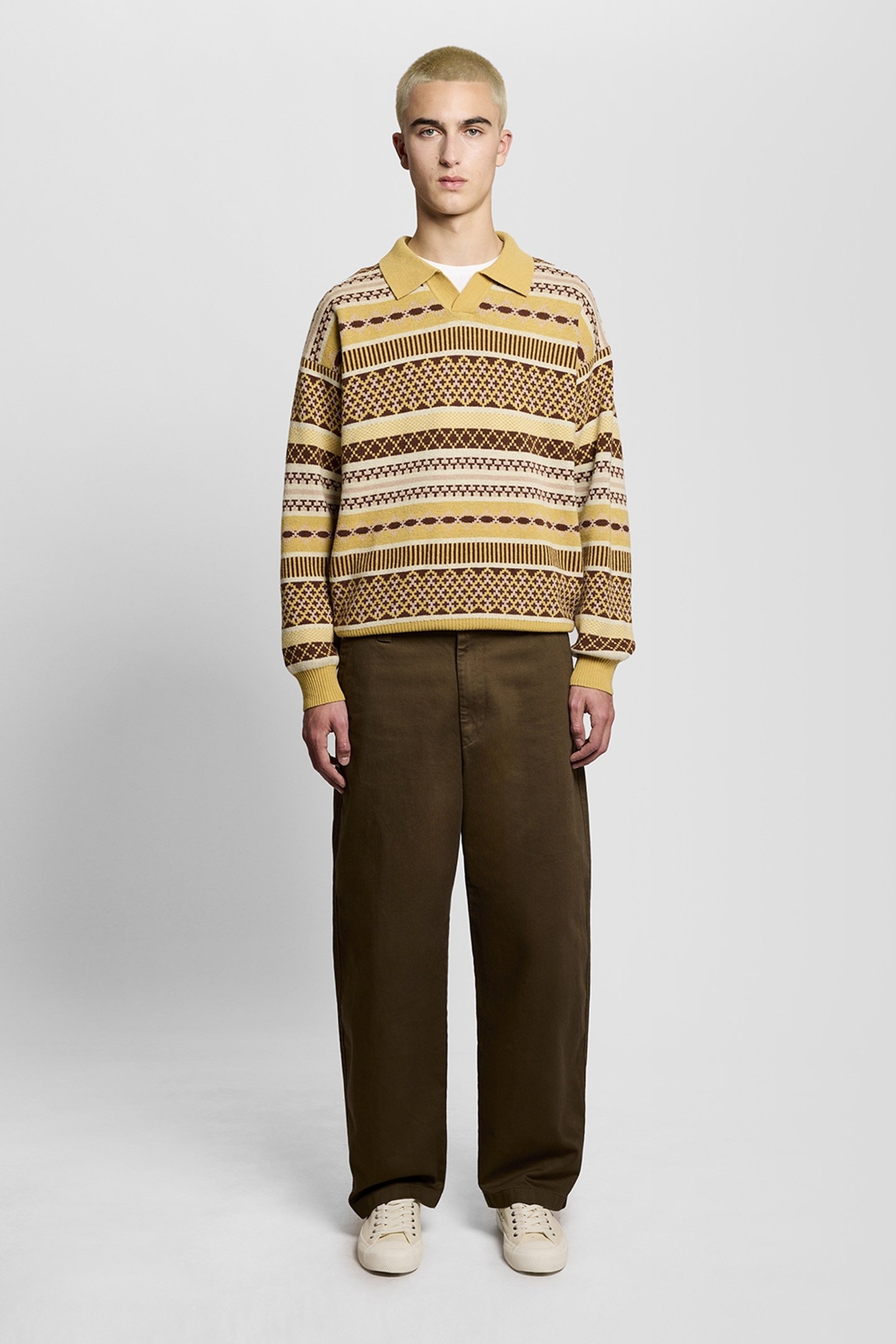 FAIR ISLE KNITTED POLO SHIRT BRASS 2