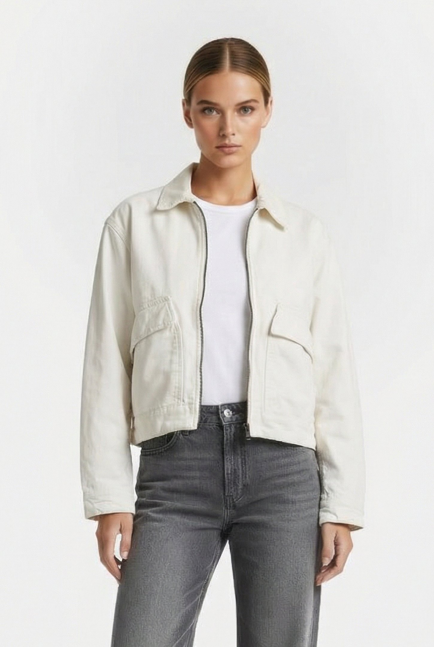 STRAFFORD WASHED CANVAS JACKET VINTAGE WHITE 1